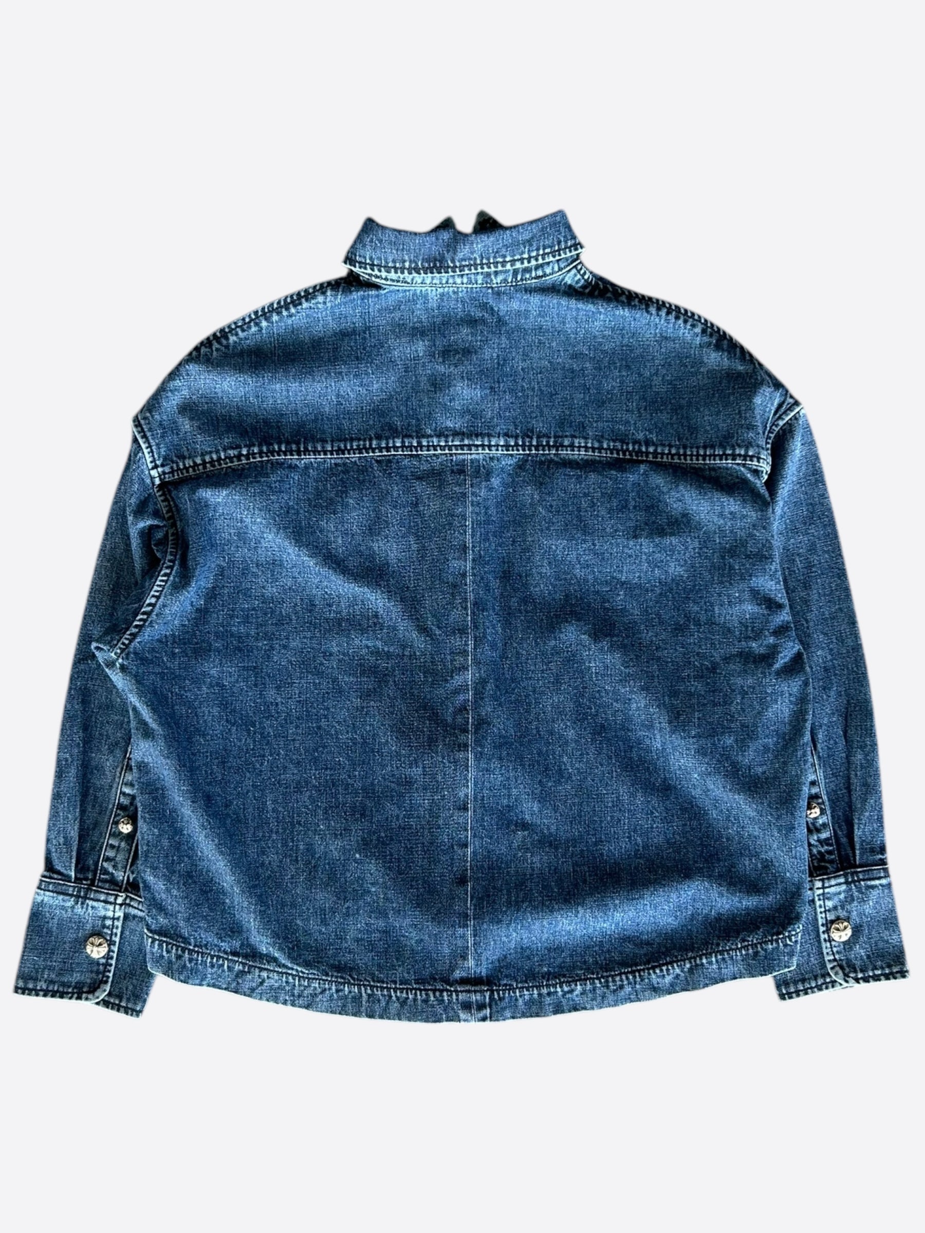 Chrome Hearts Blue Women's Denim Button Up Shirt - Stylish Vintage Denim Top for Casual Wear & Street Fashion