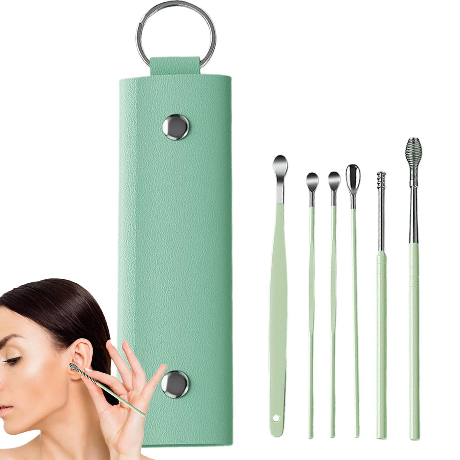 Stainless Steel Ear Wax Removal Tool Set - Portable Earwax Curette & Ear Cleaning Spoon for Safe Ear Hygiene | Perfect for Travel, Home & Personal Care
