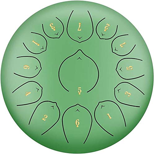 12 Inch 13 Note Steel Tongue Drum - Hand Pan Percussion Instrument with Mallets & Carry Bag (Lotus Design) - Perfect for Meditation, Music Therapy, Yoga & Relaxation