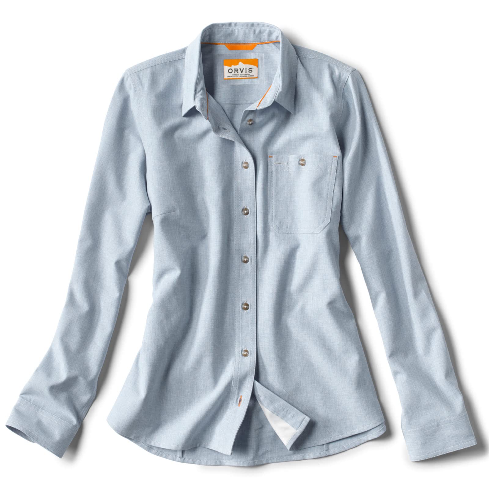 Orvis Women's Long-Sleeve Tech Chambray Work Shirt - Comfortable & Durable Button-Down for Outdoor Work, Hiking & Casual Wear