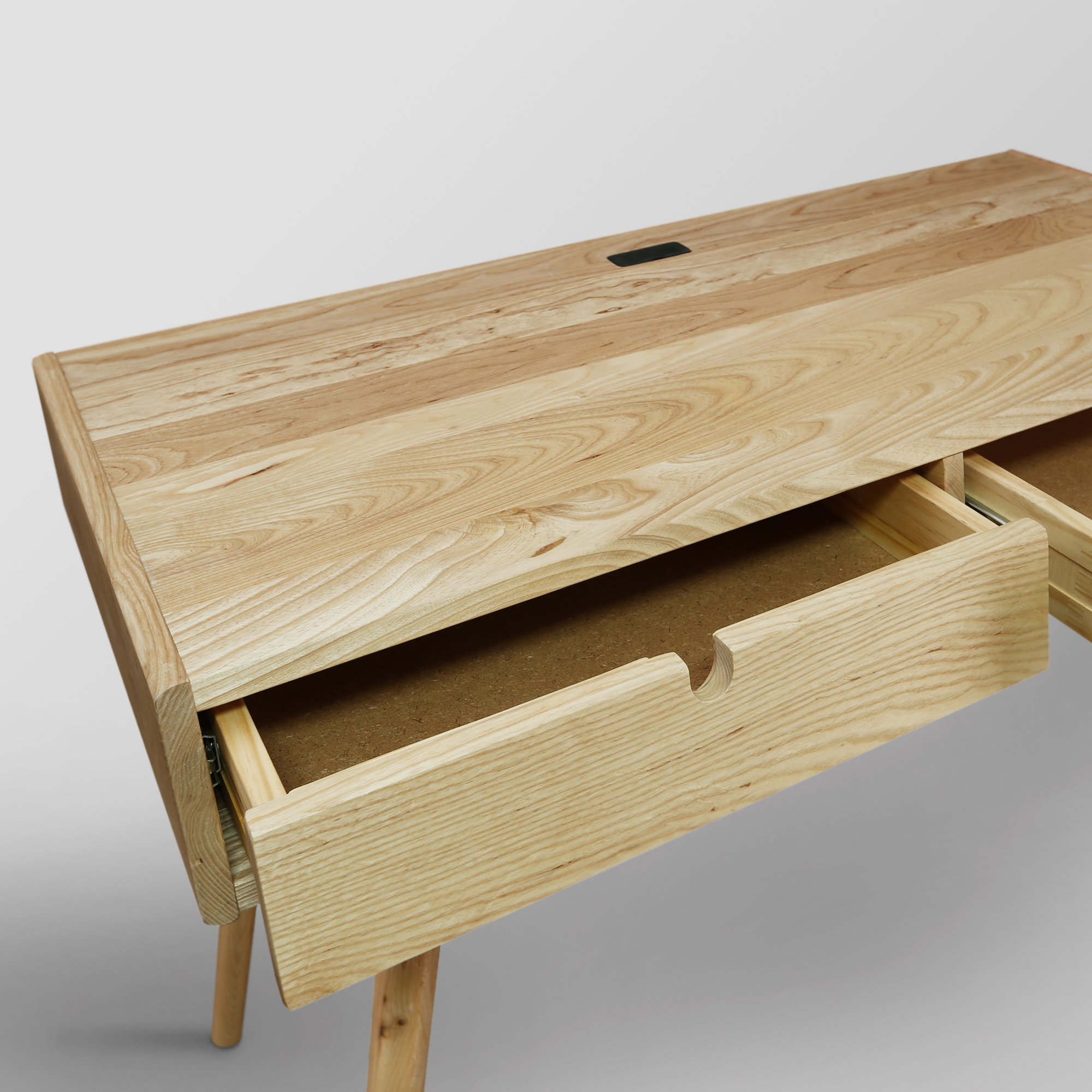 Solid American Oak Wood Desk with USB Ports - Freedom Series A605-526 | Home Office Computer Workstation for Remote Work & Study | Natural Oak Finish