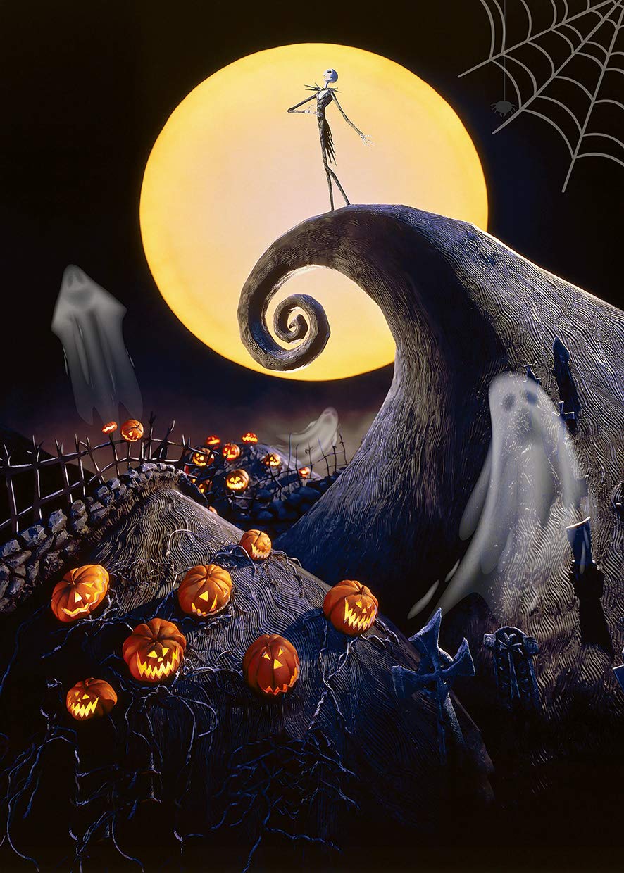 5x7FT Halloween Backdrop - Nightmare Before Christmas Theme with Pumpkin, Moon, Ghost & Skull Design | Perfect for Halloween Parties, Birthday Decor, Baby Showers & Photo Studio Props | AIIKES Spooky Background Decoration (11-749)