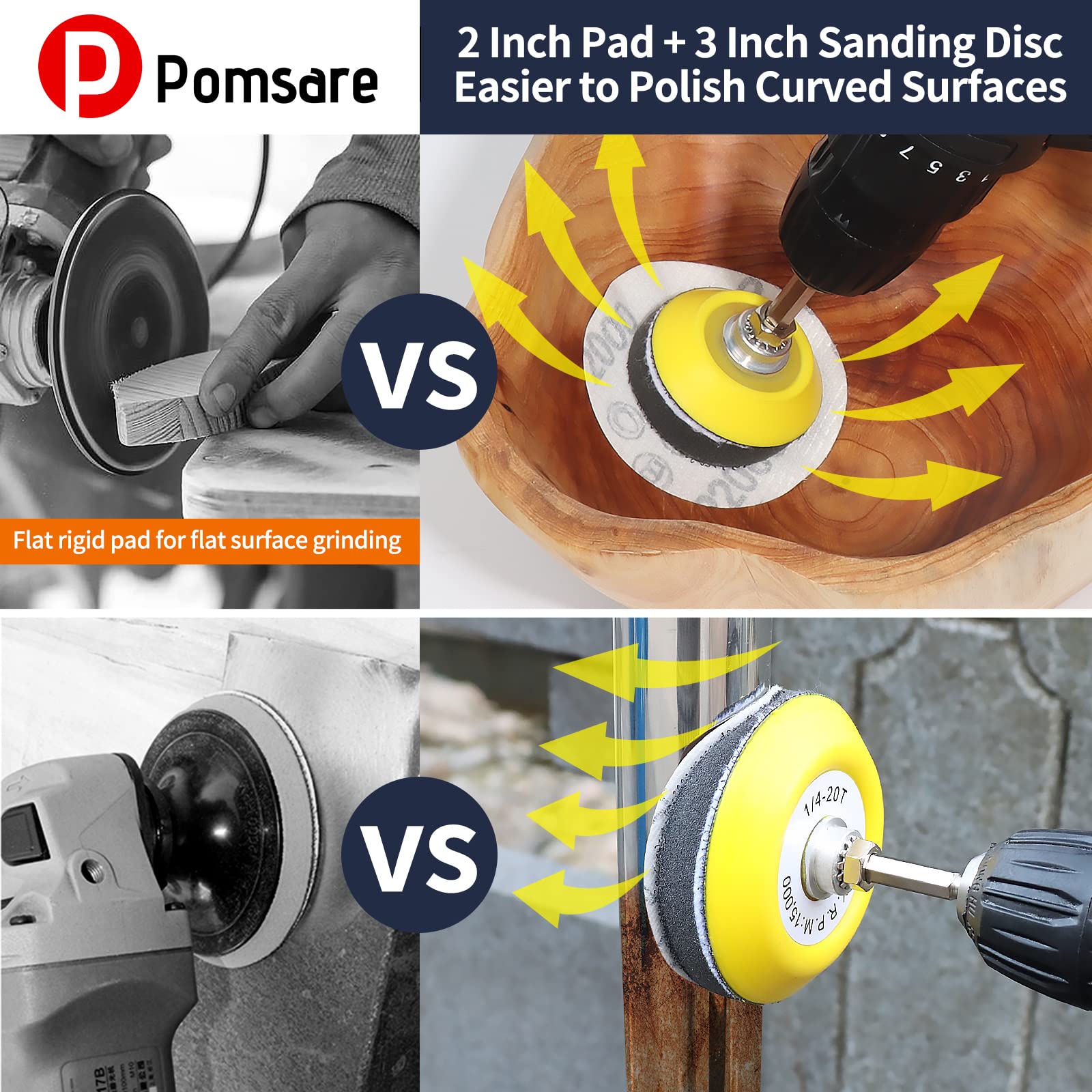 120-Piece 3-Inch Sanding Discs Kit with 2 & 3-Inch Backer Pads, Sanding Sponge & 1/4