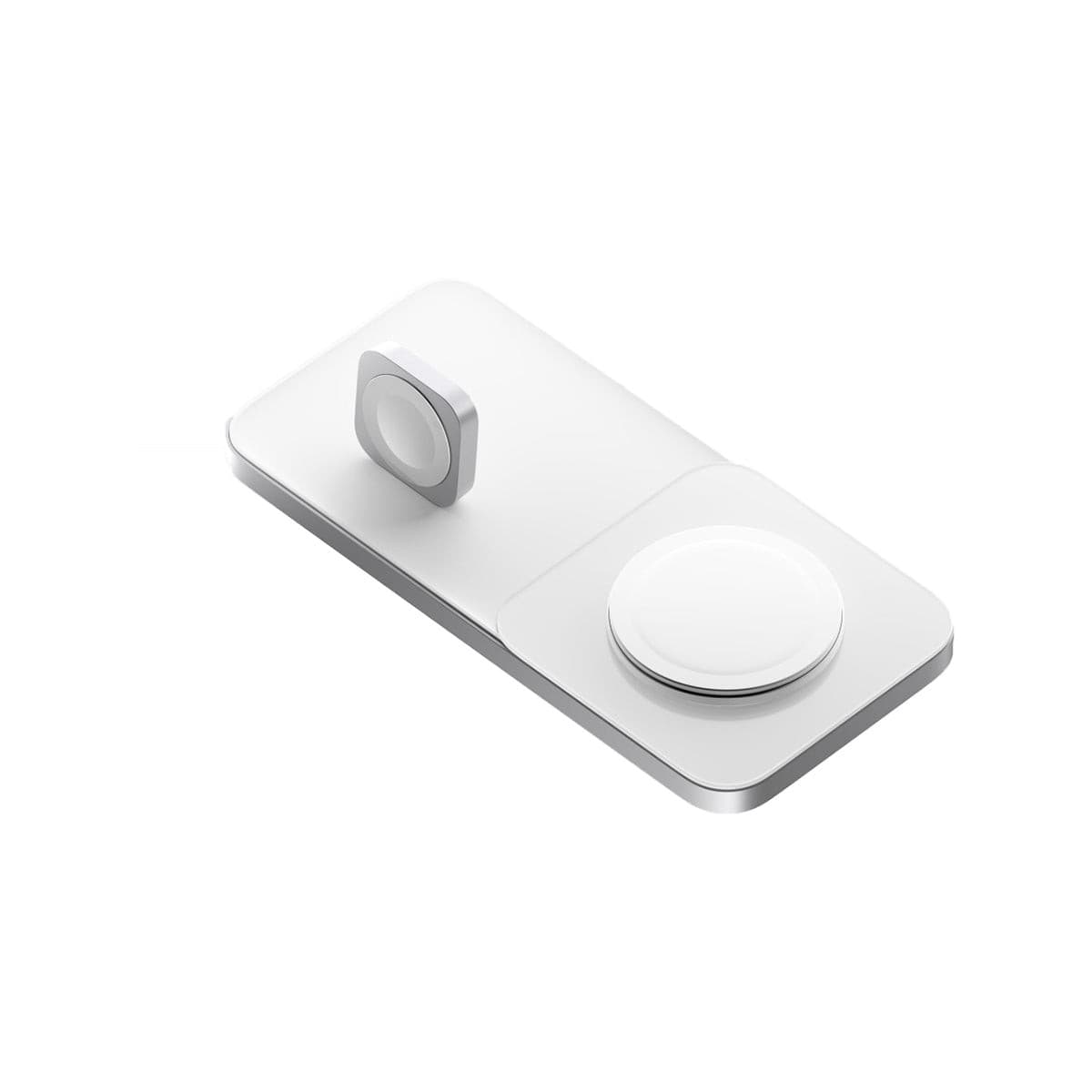 NOMAD Base One Max MagSafe Charger for Apple Watch - Fast Wireless Charging Stand for iPhone & Apple Watch (Silver) | Perfect for Nightstand, Office Desk & Travel Accessories