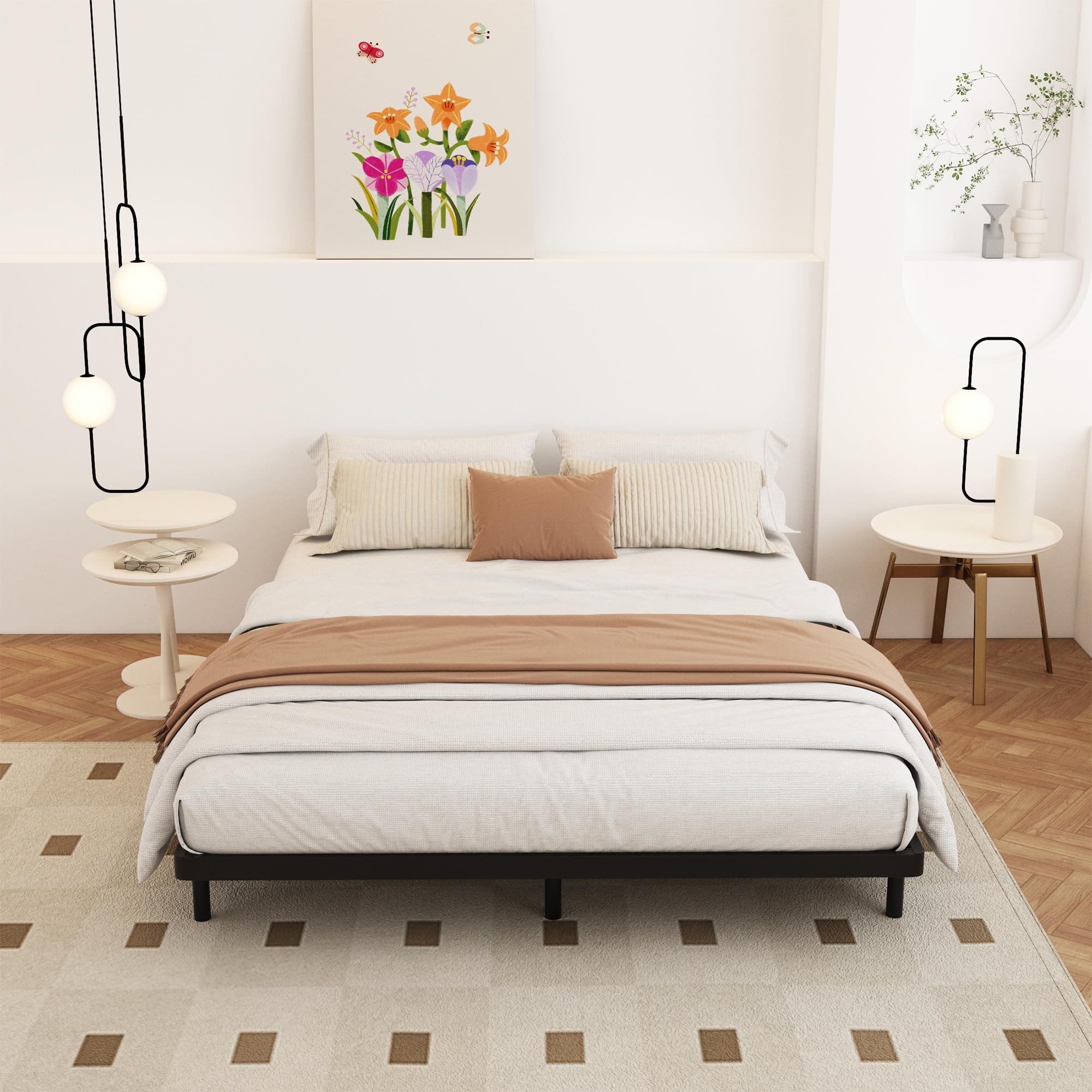 **Queen Size Low Profile 2 Inch Box Spring - Heavy Duty Metal Bed Base & Bunkie Board - Noise-Free Mattress Foundation for Easy Assembly - Black - Perfect for Bunk Beds, Trundle Beds & Platform Frames**