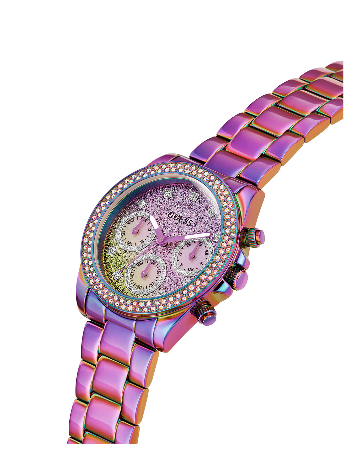Iridescent Sol Glitz Watch - Waterproof Fashion Watch for Women, Trendy Glitter Dial & Adjustable Strap - Perfect for Parties, Beach, and Everyday Wear
