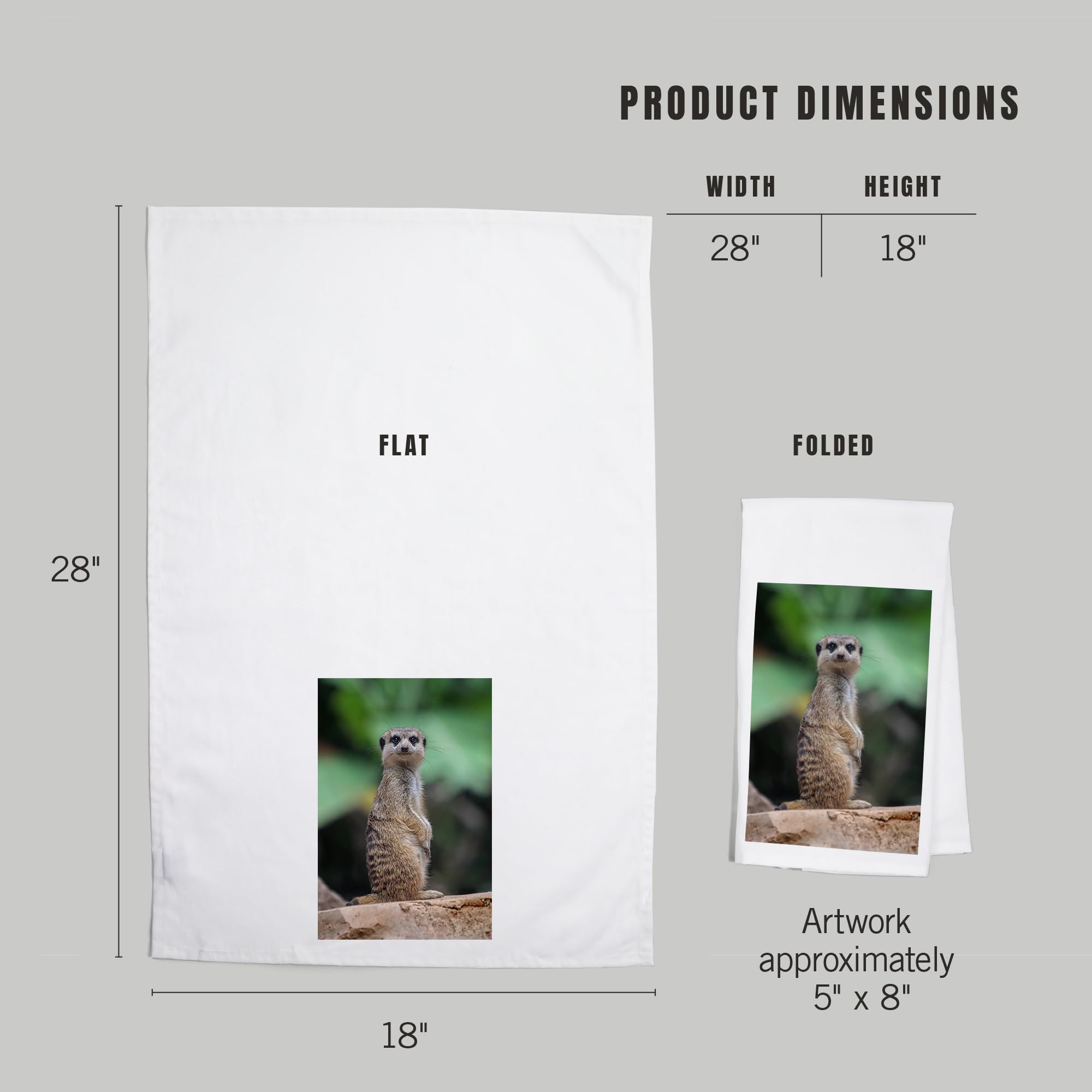 Lantern Press Meerkat on a Rock - 100% Cotton Tea Towel & Decorative Hand Towel for Kitchen, Bathroom, and Home Decor | Perfect for Dish Drying, Gift Giving, and Farmhouse Style Decor