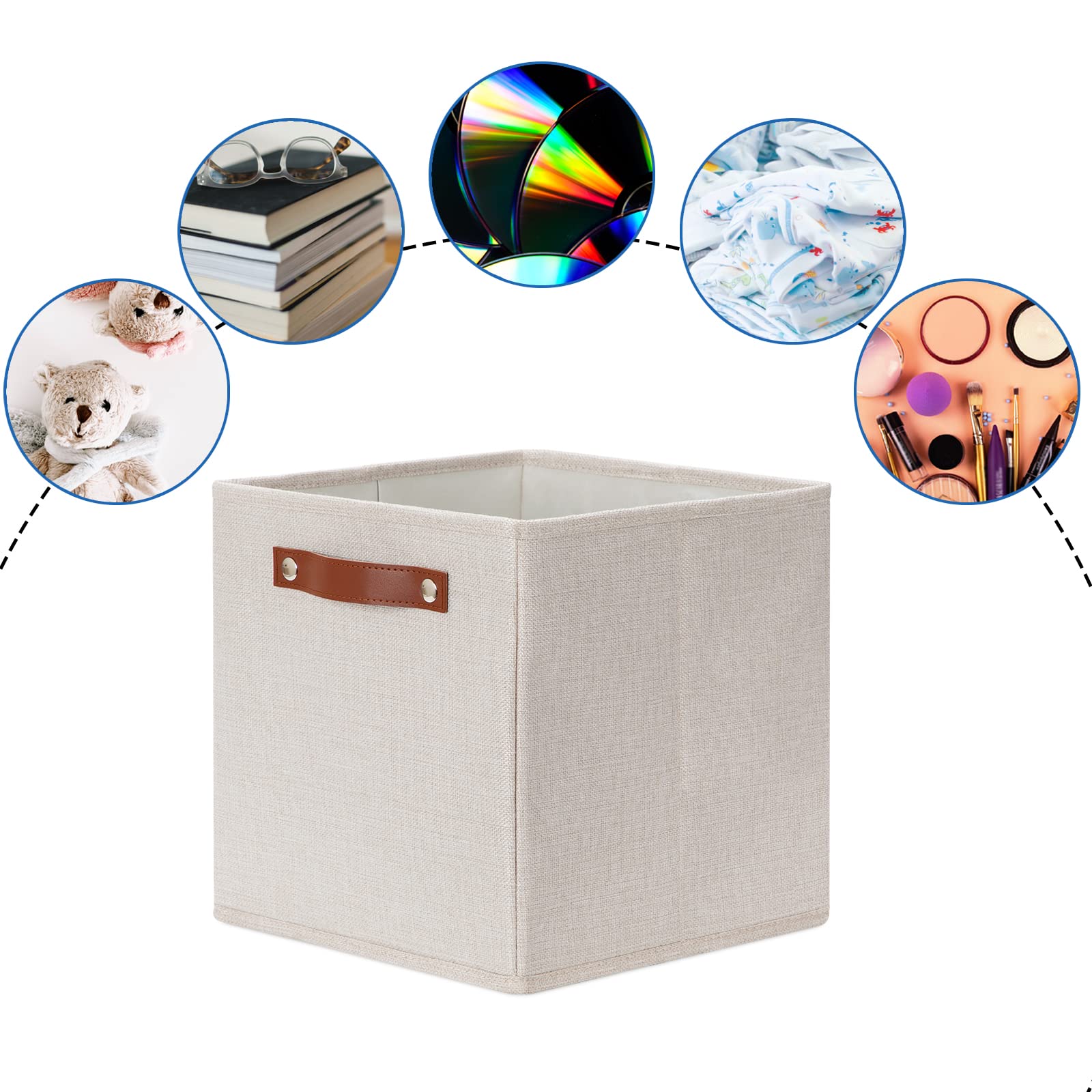 Durable Foldable Fabric Storage Bins for Shelves & Closets - Home Organization Cubes for Toys, Towels, Clothes & Gifts (Beige) | Perfect for Nursery, Bedroom & Closet Storage Solutions