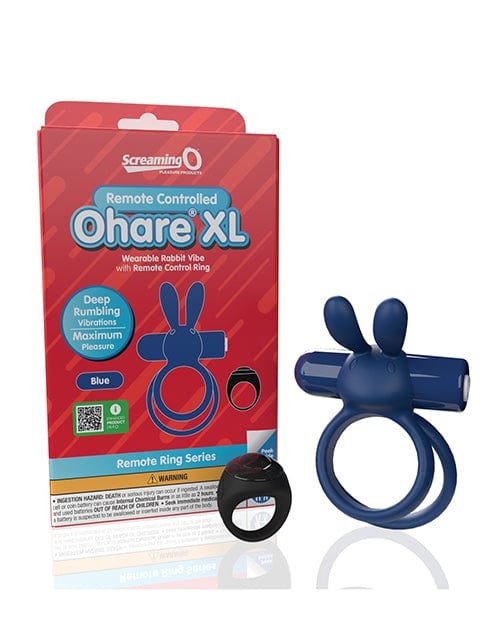 Screaming O Ohare XL Blue Remote Control Vibrating Ring for Couples - Enhance Intimacy with Hands-Free Stimulation for Men & Women
