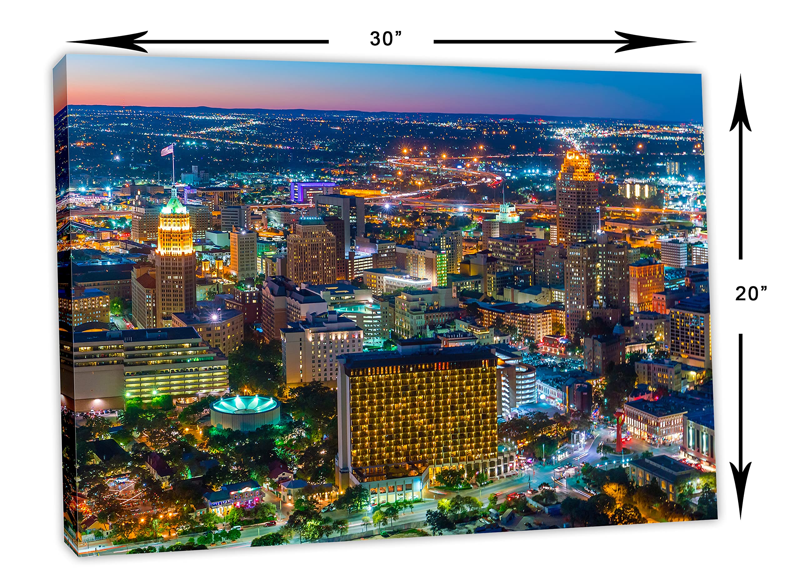 30x20 San Antonio Texas Skyline Canvas Print - Modern Wall Art for Home & Office Decor - Perfect for Living Room, Bedroom, or Office Spaces