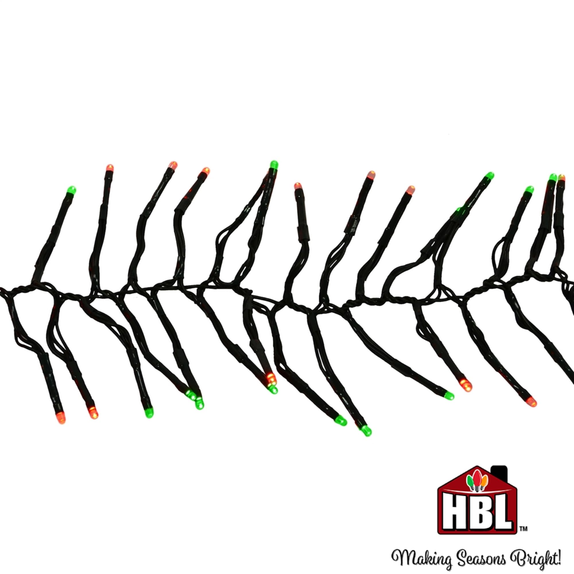 Holiday Bright Lights Indoor/Outdoor 12.3' 500L Twinkling Cluster Rice Lights Connectable - Red & Green | Perfect for Christmas Tree Decorations, Party Lighting, and Outdoor Garden Decor