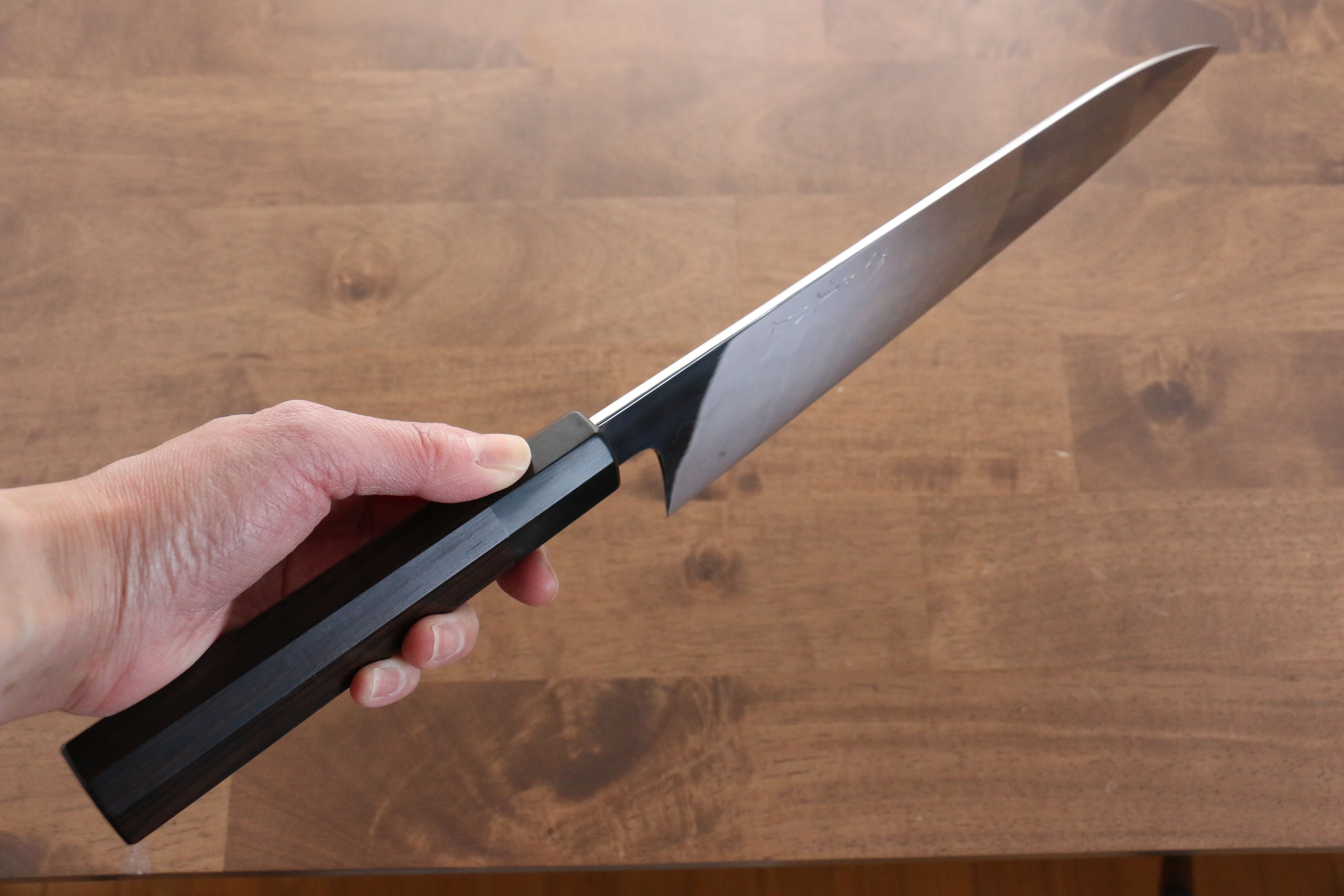 Premium Jikko Honyaki White Steel No.3 Gyuto Chef Knife 240mm - Japanese Mirrored Finish with Ebony Wood Handle - Perfect for Professional Chefs & Home Cooking Enthusiasts