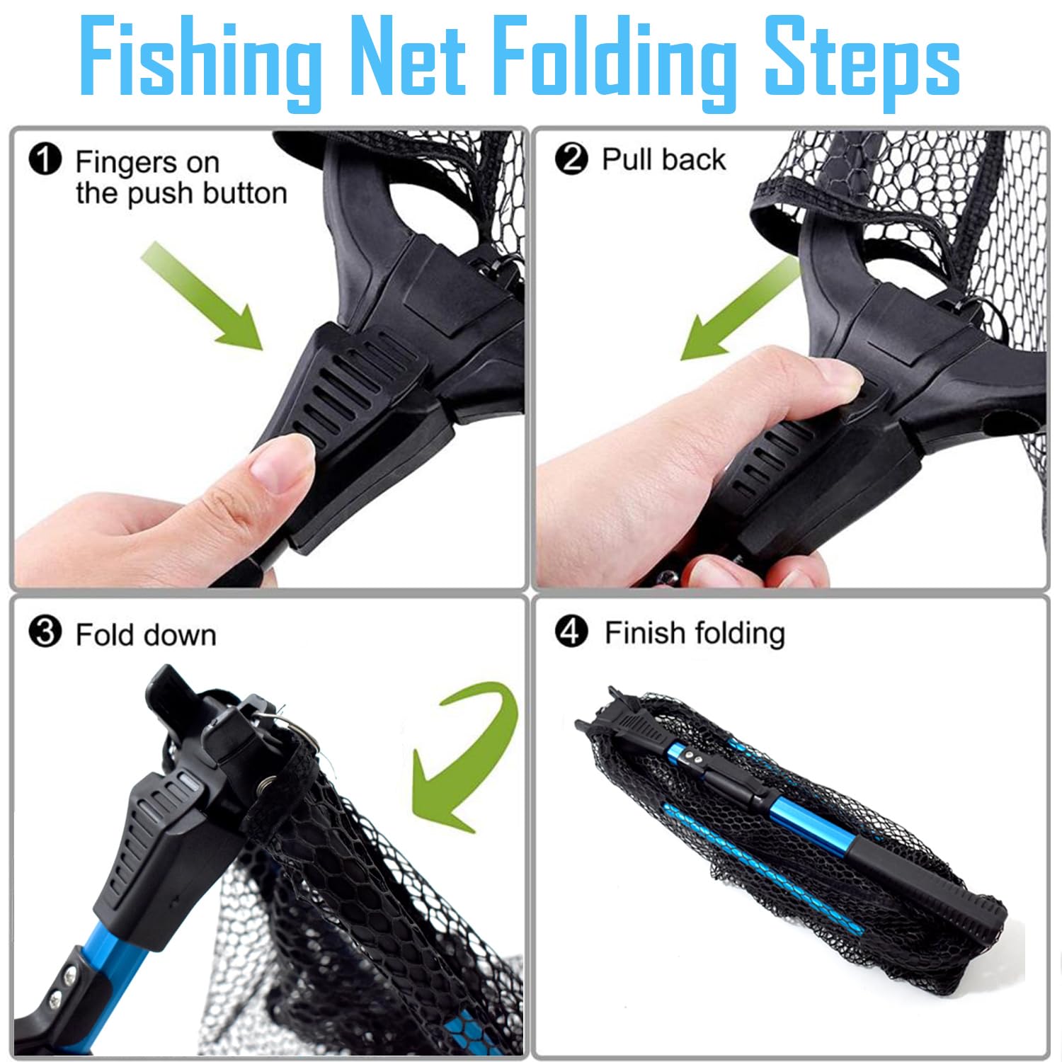 Senston Collapsible Telescoping Fishing Landing Net - Portable & Lightweight for Kayak, Salmon, Fly, Catfish, Trout Fishing - Easy Storage & Transport - Ideal for Freshwater Fishing Adventures
