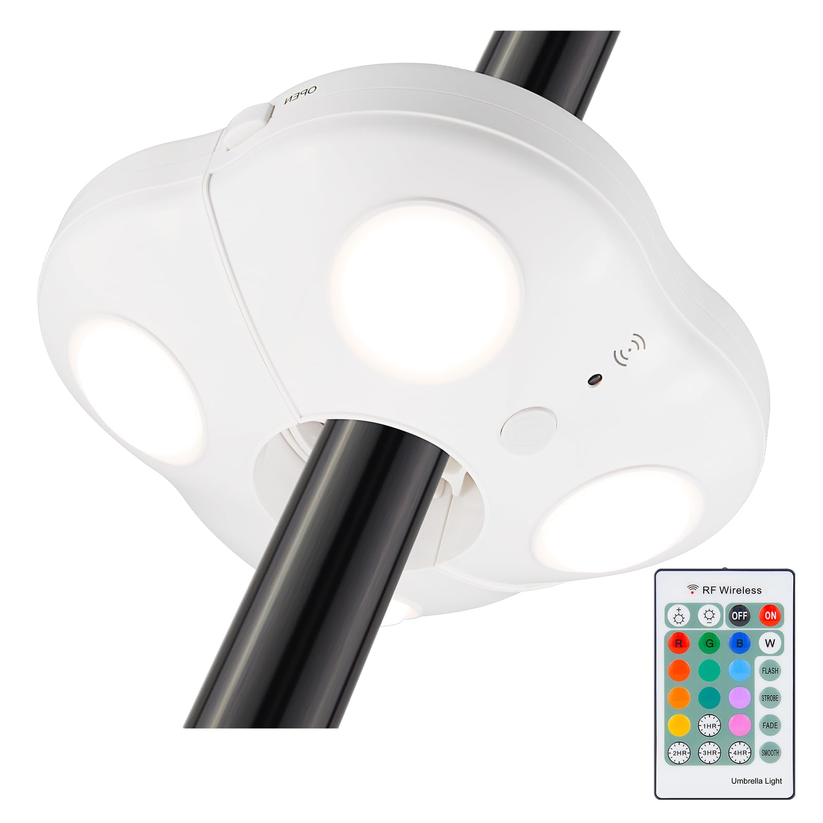 BIGMONAT 12-Color Changing LED Umbrella Light with Remote, Timer & Dimmer - Battery Operated Outdoor Patio Umbrella Pole Light, Wireless Camping Tent Lights - Perfect for Backyard, Deck, Garden Parties & Nighttime Outdoor Activities