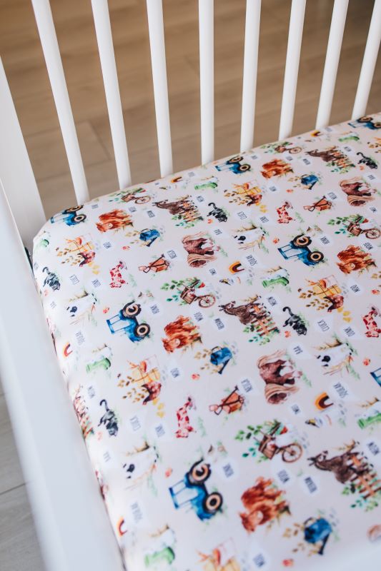 Organic Cotton Pasture Bedtime Crib Sheet - Breathable Soft Baby Crib Fitted Sheet for Nursery, Toddler & Infant Bedding - Perfect for Daycare, Home Nursery & Travel Cribs