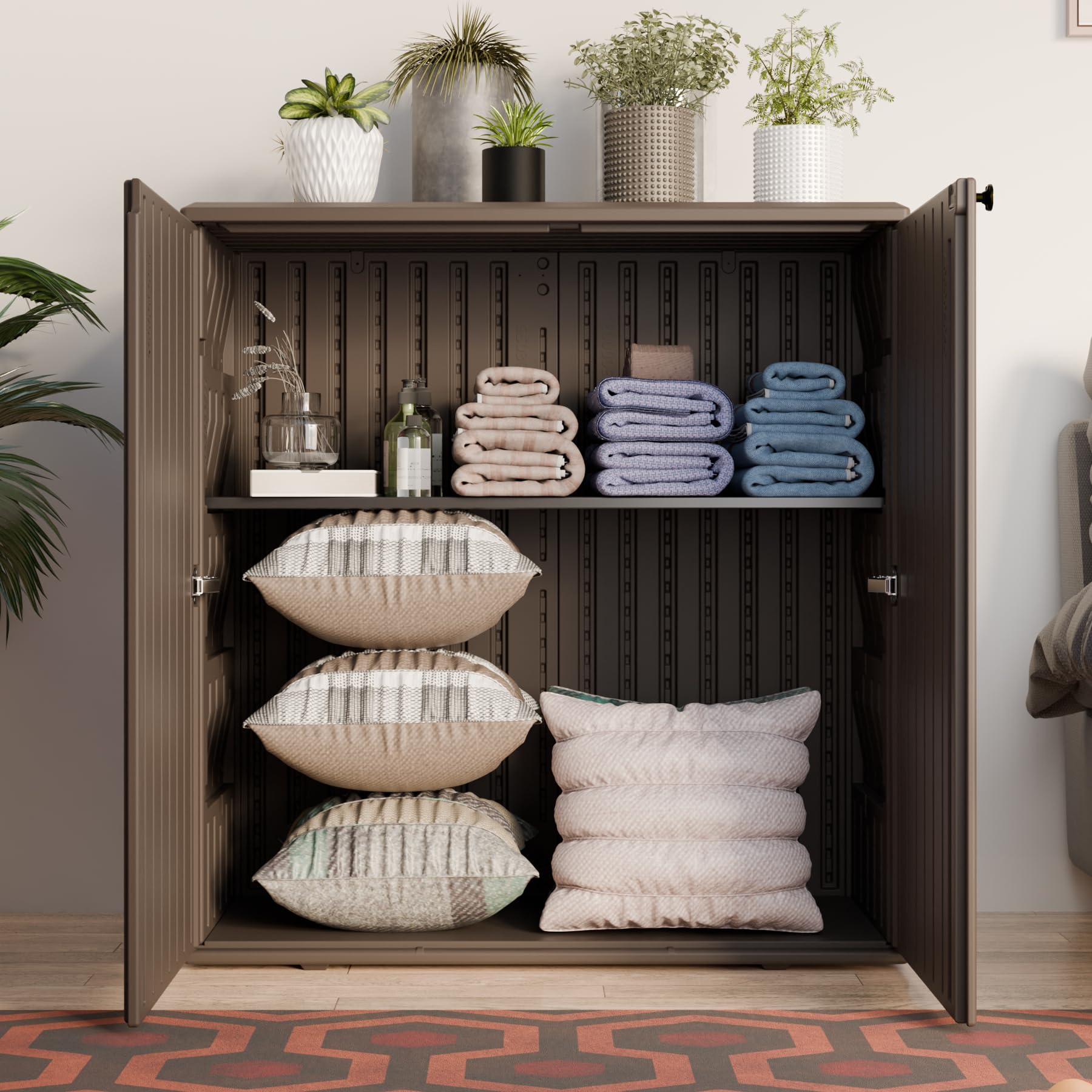 Waterproof Indoor Outdoor Storage Cabinet with 1 Shelf - 34.3