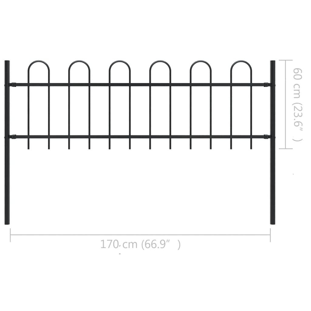 SKM 5.5ft Black Steel Garden Fence with Spear Top - Durable Outdoor Decorative Fencing for Yard, Lawn, and Property Protection | Perfect for Home Gardens, Landscaping, and Pet Safety