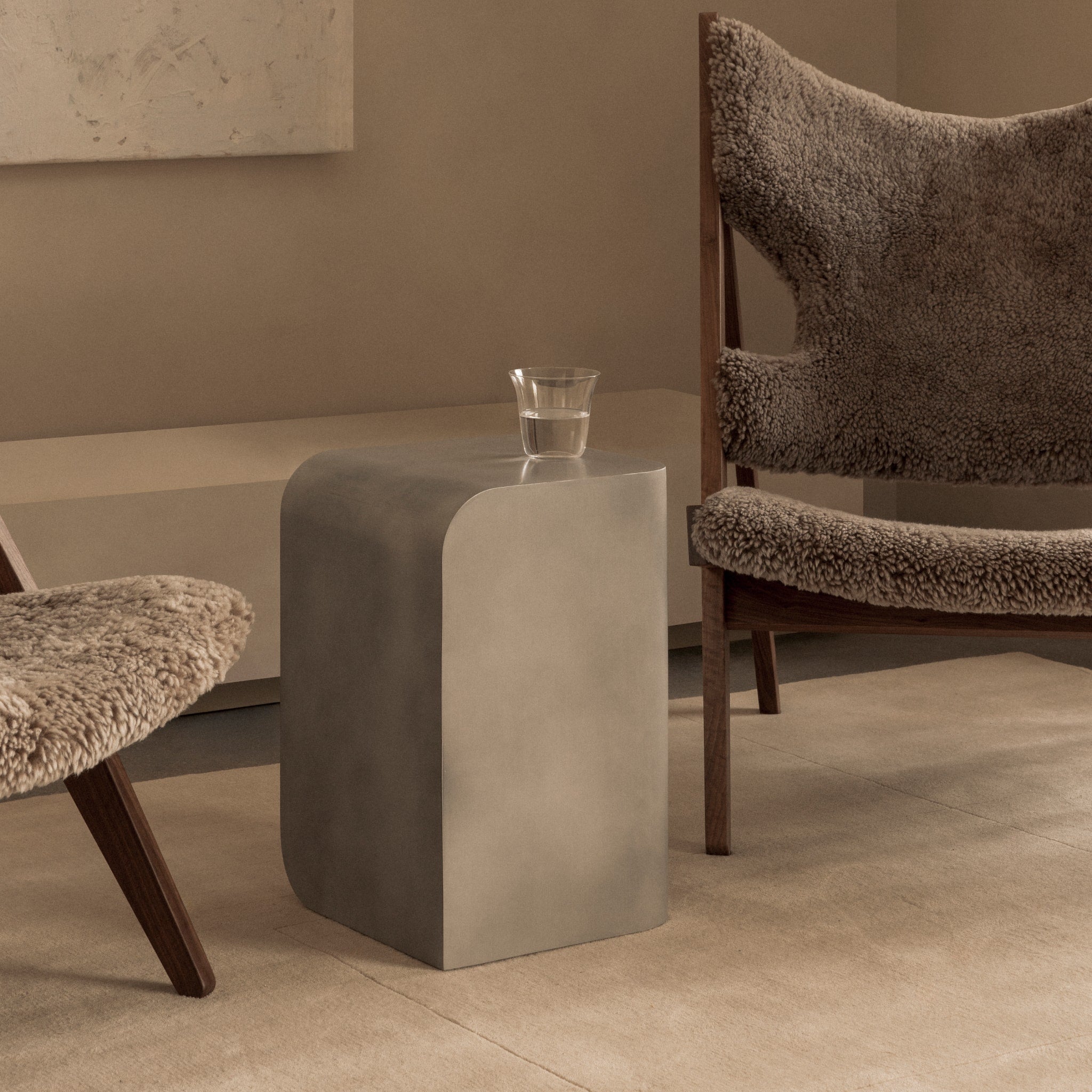 AUDO CPH Volume Side Table - Modern Aluminum End Table for Living Room, Bedroom, or Office - Compact & Stylish Accent Table for Small Spaces