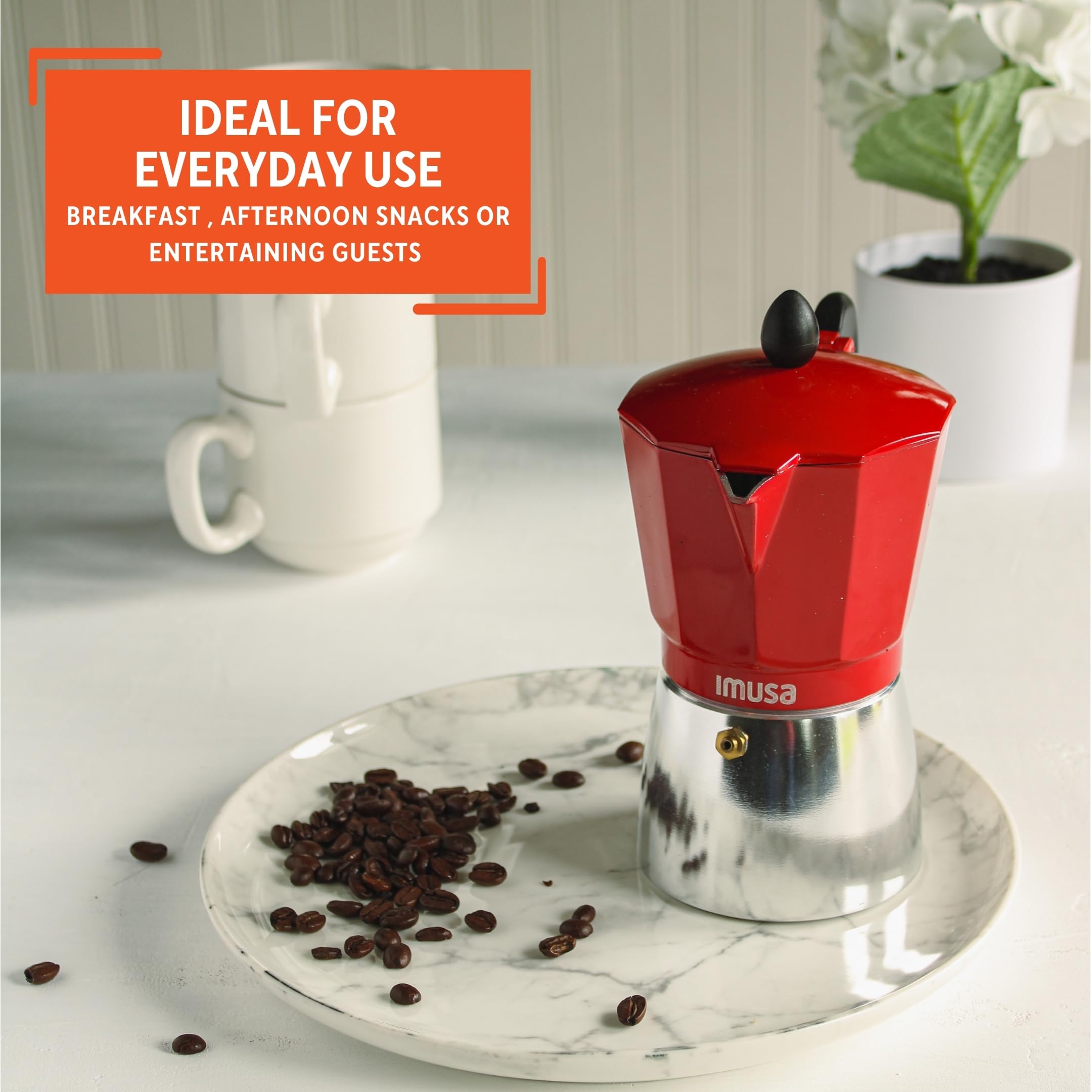 IMUSA USA B120-42T 3-Cup Aluminum Stovetop Espresso Coffee Maker, Moka Pot for Italian Style Coffee - Perfect for Home, Office & Camping Use
