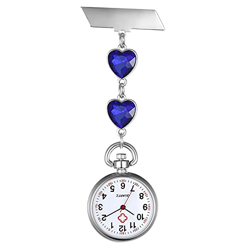 Avaner Women's Pin on Fob Watch - Stainless Steel Quartz Nurse Watch with Second Hand, Heart Shape Lapel Pocket Watch for Nursing, Vintage Style Accessory | Perfect for Medical Professionals, Steampunk Fashion & Formal Occasions
