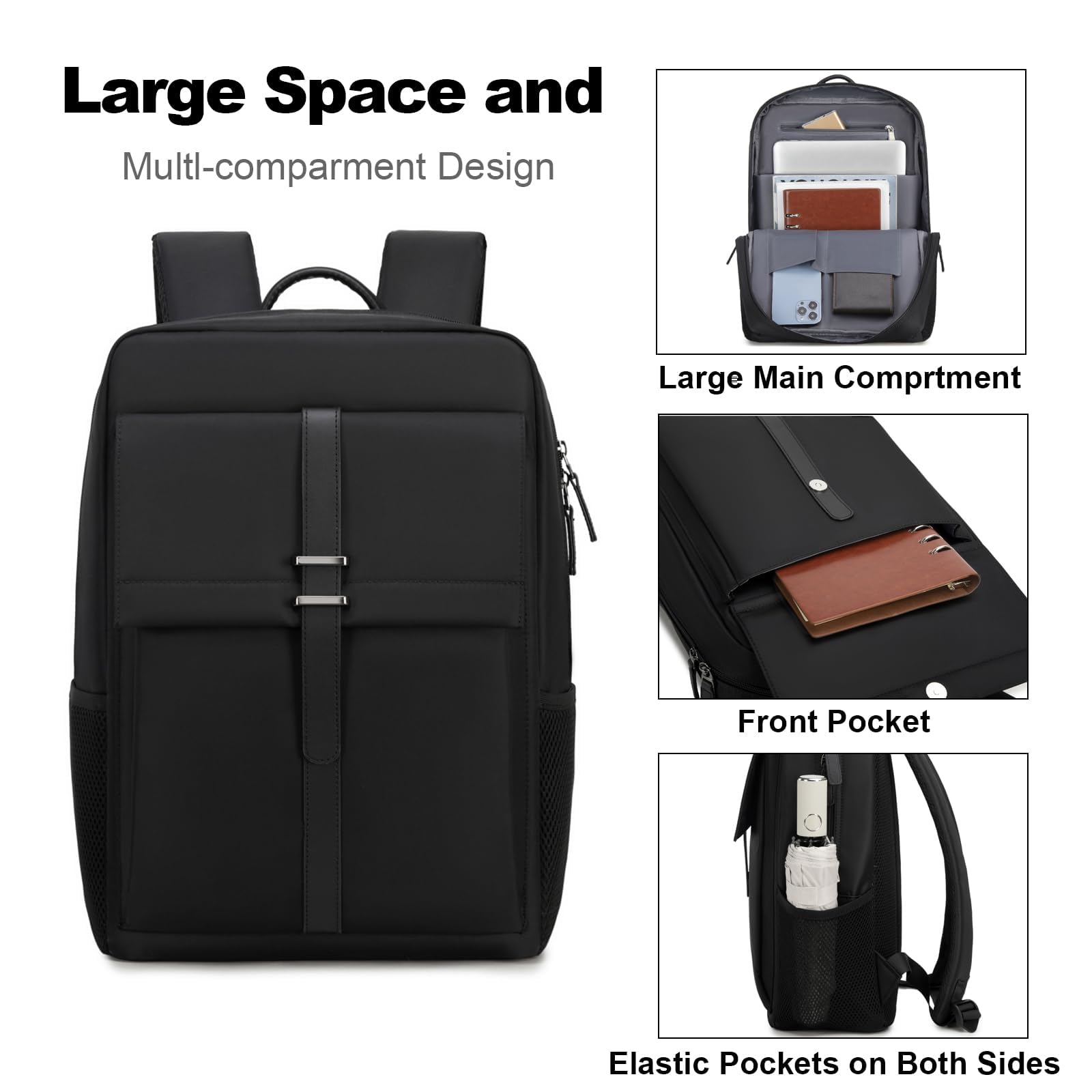 Waterproof 17.3 Inch Laptop Backpack for Men & Women - Large Capacity Lightweight Travel Computer Bag for Work, Business, Office & College - Perfect for Commuting, Business Trips & Campus Life (Black)