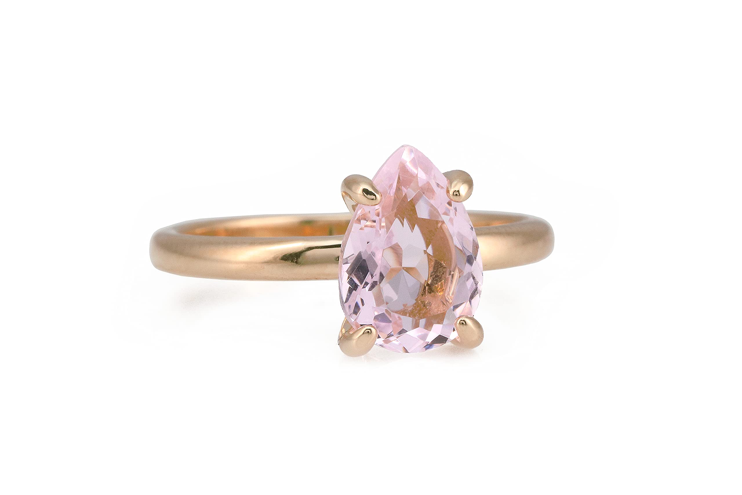 14K Gold Rose Quartz Pear Engagement Ring for Women - Promise & Love Rings, Gift Box Included - Perfect for Proposals, Anniversaries & Special Occasions