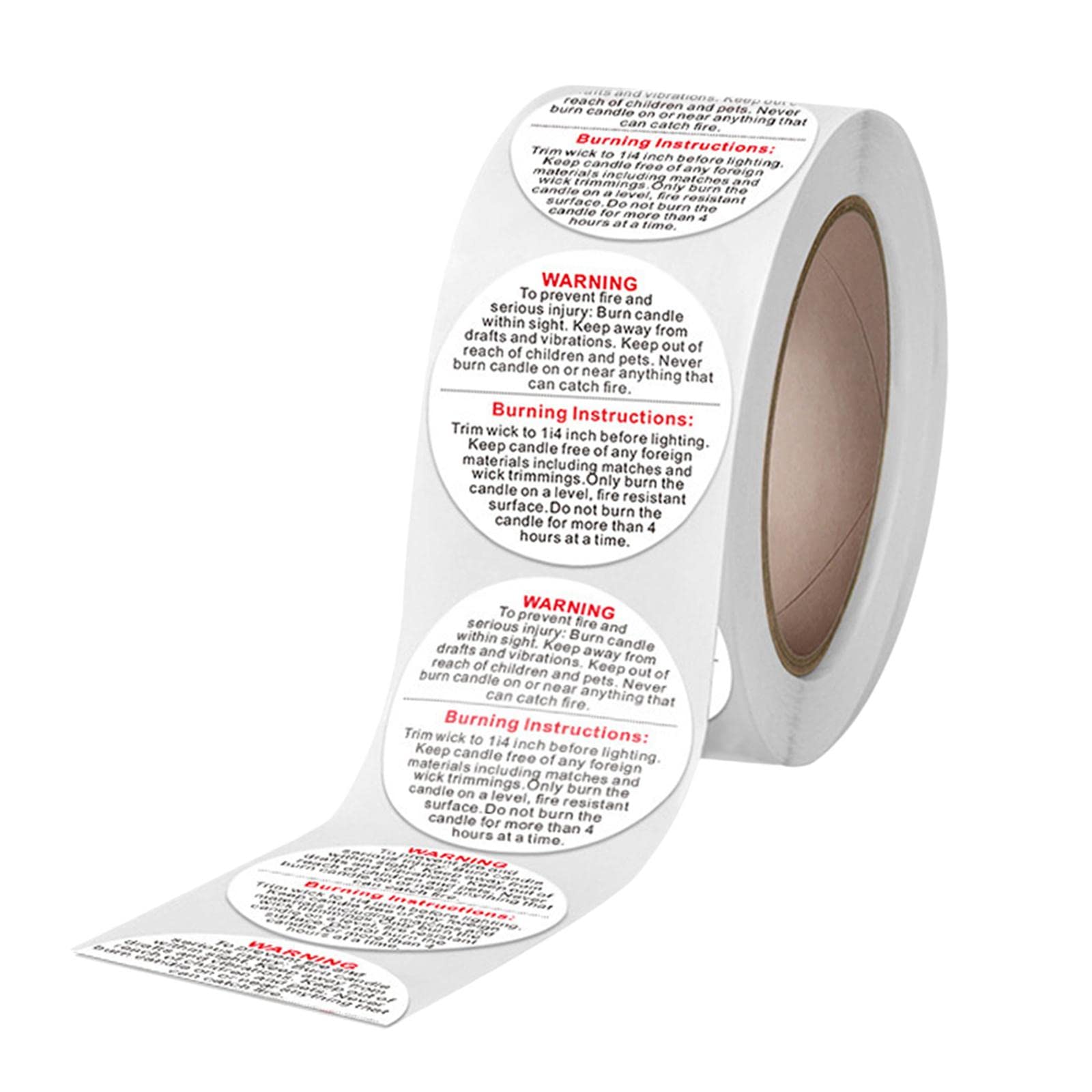 500 Pcs Candle Warning Labels with Prohibition Icon - Fire Safety Labels for Soy Candles, Wax Candle Jars & Tins - Essential for Candle Makers & DIY Enthusiasts - Perfect for Home, Gift & Retail Use