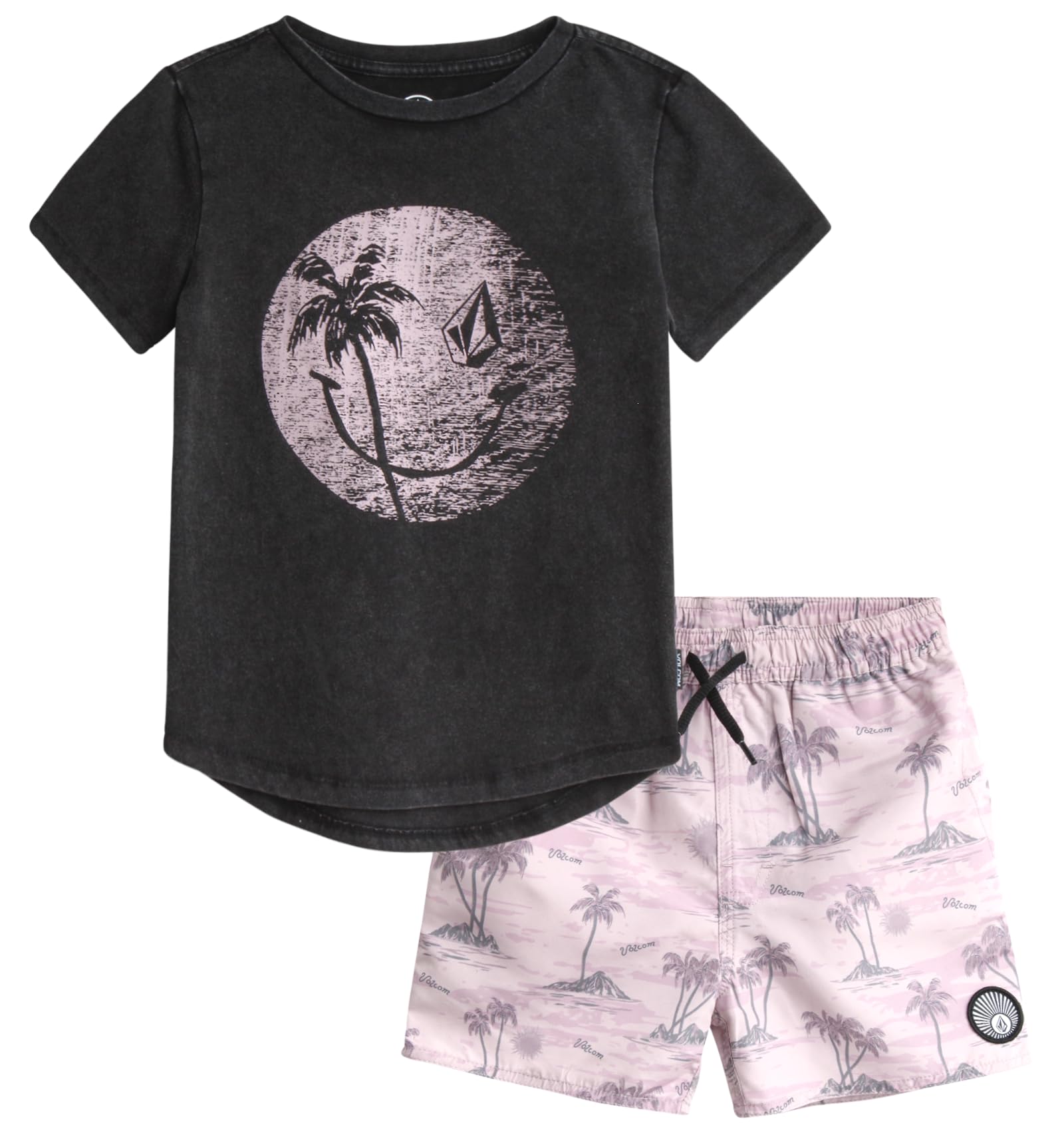 Volcom Boys' 2-Piece Swim Set - Short Sleeve T-Shirt & Quick-Dry Boardshorts | Swimwear for Toddler to Kids (2T-7) | Beach, Pool & Summer Water Activities
