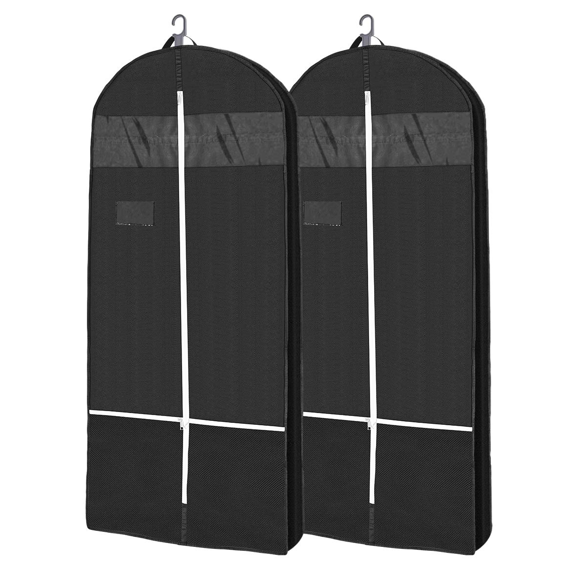 Cabilock 2-Pack Fashion Non-Woven Dustproof Garment Bags for Suits & Clothes - Travel & Storage Clothing Protector (Black) | Perfect for Business Trips, Wedding Attire & Seasonal Wardrobe Organization