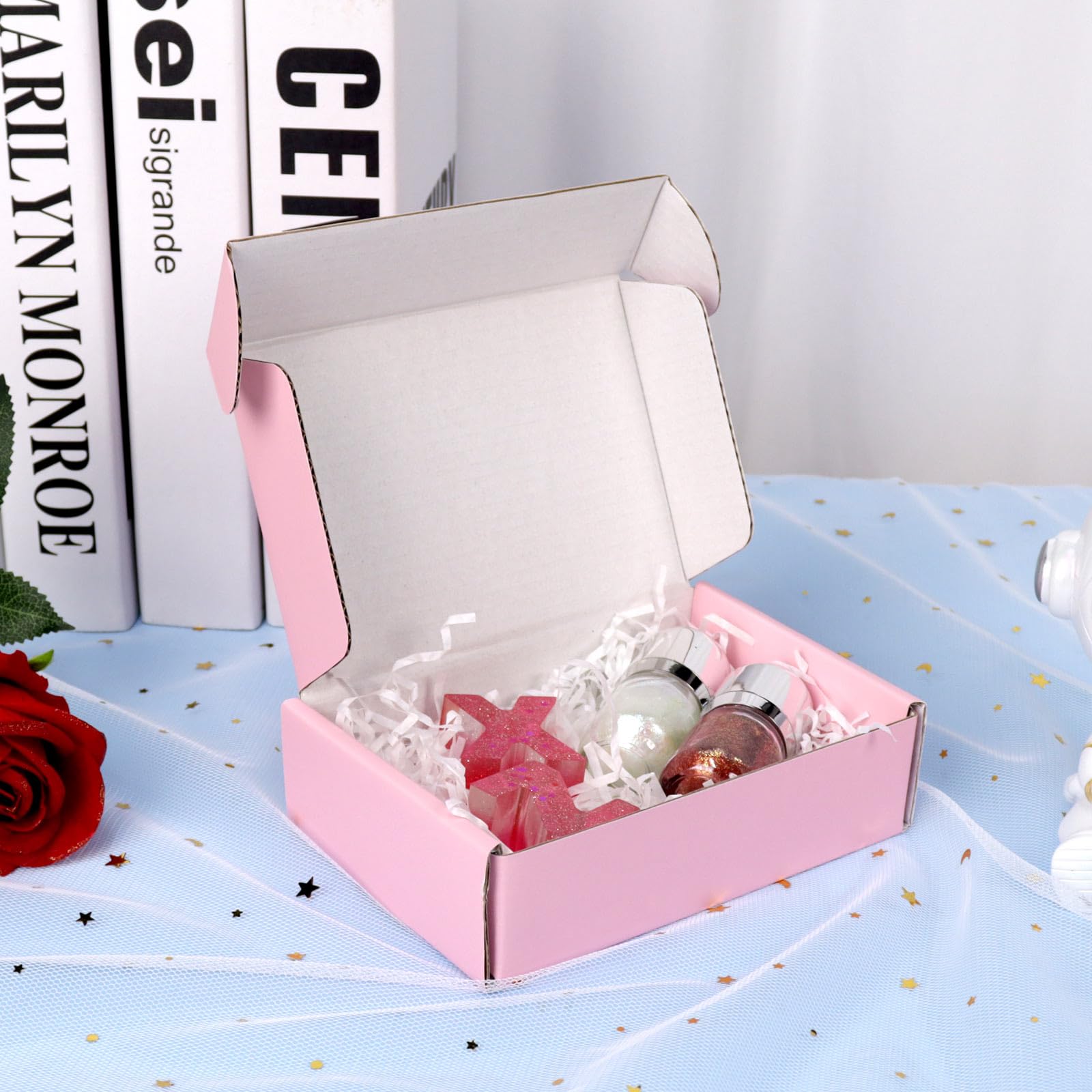 30 Pack 6x4x1.6 Inch Small Shipping Boxes - Pink Corrugated Cardboard Mailing Boxes for Small Business | Perfect for Ecommerce, Jewelry, Cosmetics & Gift Packaging
