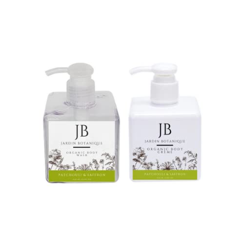 Organic Patchouli & Saffron Body Wash & Body Cream Set - 8oz Bottles for Hydrating & Nourishing Skin | Perfect for Spa Day & Self-Care Routine