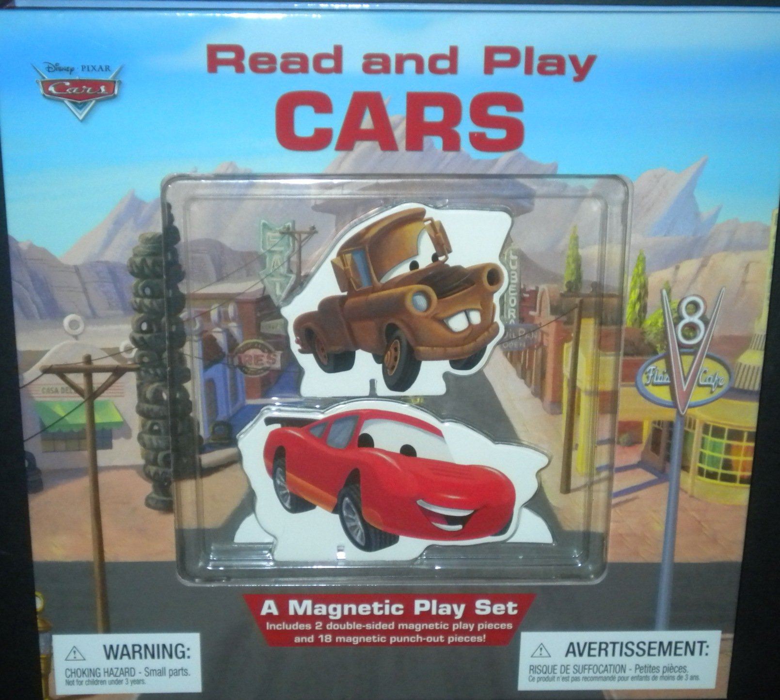 Disney Pixar Cars Magnetic Play Set Book - Lightning McQueen, Mater, Sarge & Ramone - Interactive Read & Play Toy for Kids - Perfect for Travel, Bedtime Stories & Preschool Learning