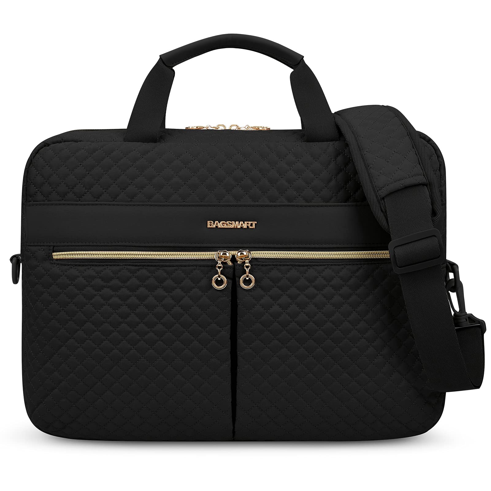 BAGSMART 15.6/17.3 Inch Laptop Bag for Women - Waterproof Business Briefcase with USB Charging Port, Large Computer Case for Office, Travel & Work (Black) | Perfect for Business Trips, Commuting & Professional Meetings