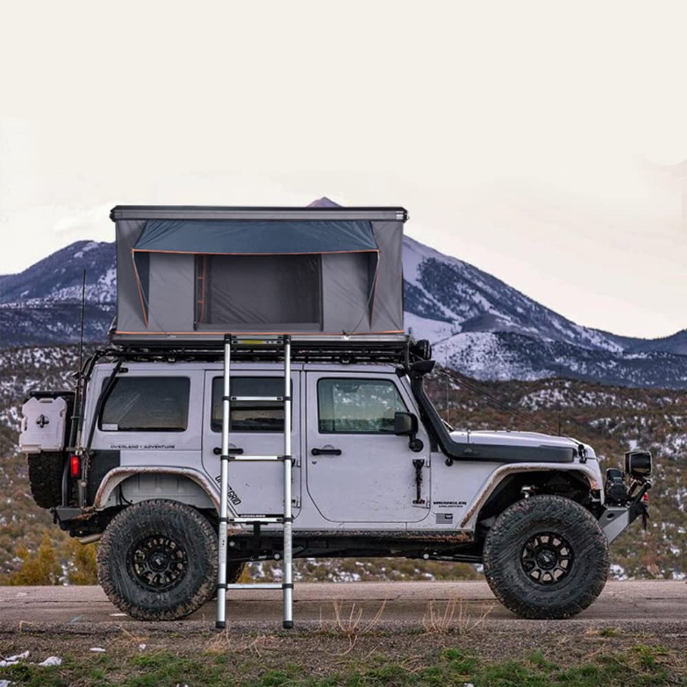 Hard Shell Rooftop Tent for Car Camping - Waterproof & Windproof 2-3 Person Roof Top Tent for Truck, SUV, Sedan | Easy Setup Teardrop Design for Overlanding & Road Trips | Durable Black Rooftop Camping Gear for Outdoor Adventures