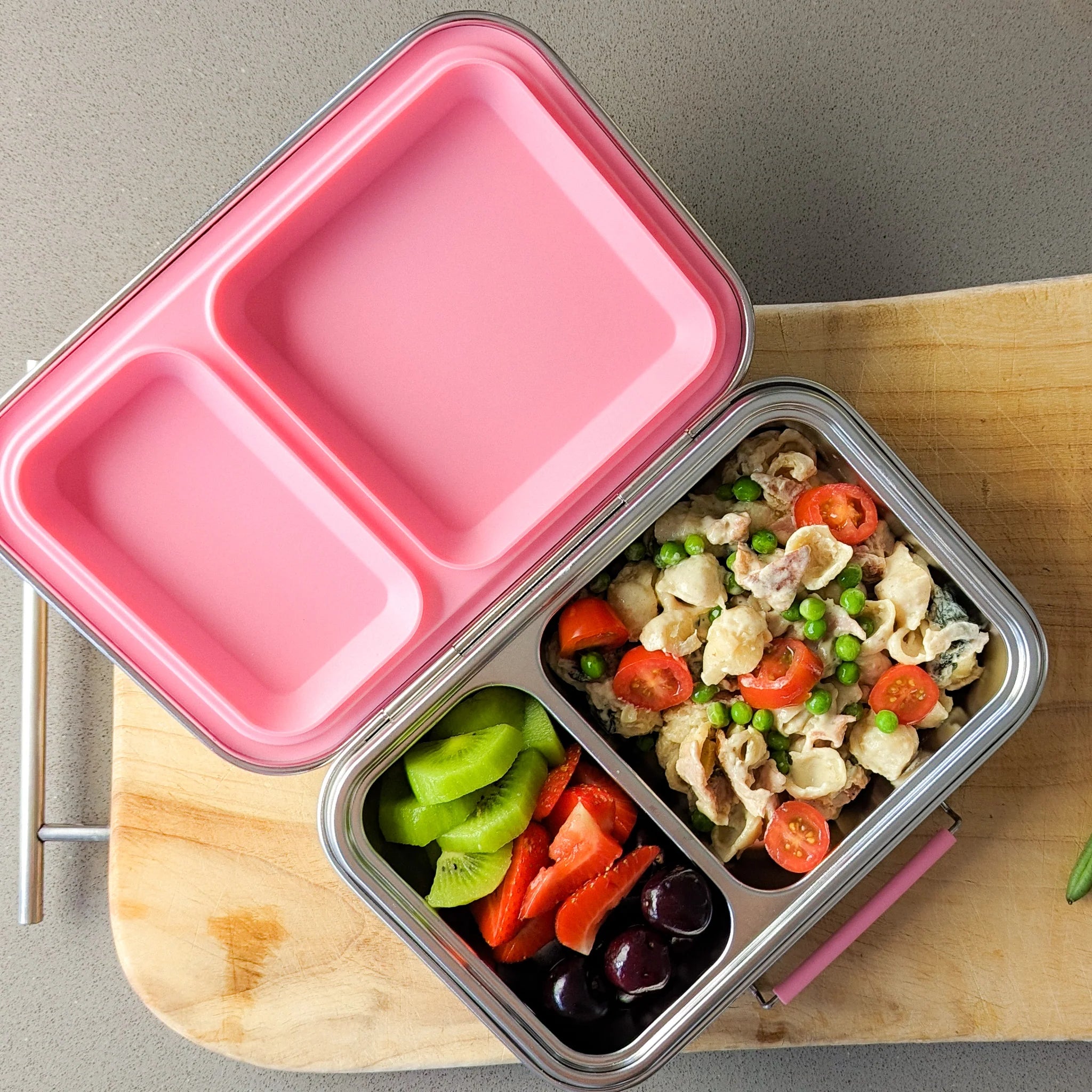Ecococoon Stainless Steel Leakproof Bento Lunch Box - 2 Compartment Food Container with Lid, Pink Rose - Perfect for School, Office, Picnics & Meal Prep