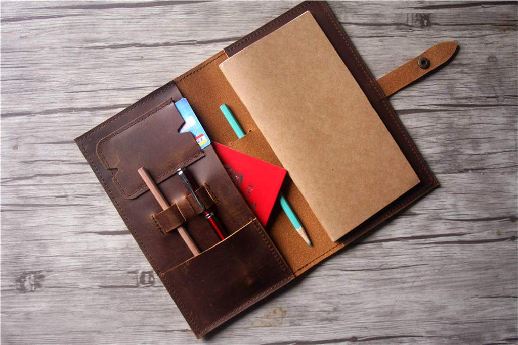 Premium Custom Brown Leather Travelers Notebook - Refillable Journal with Pen Holder & Gift Box - Perfect for Travel, Writing & Bullet Journaling