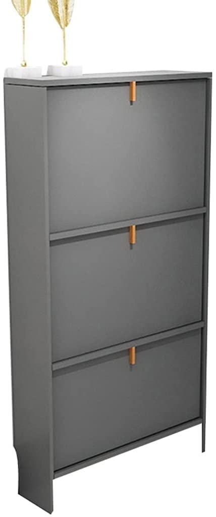 Modern Wooden Flip Down Shoe Rack - 3 Tier Shoe Cabinet Organizer for Entryway, Hallway, Home & Apartment - Holds 8-14 Pairs of Shoes - Space Saving Storage Solution for Sneakers, Boots & Sandals - Perfect for Small Spaces & Clutter-Free Living