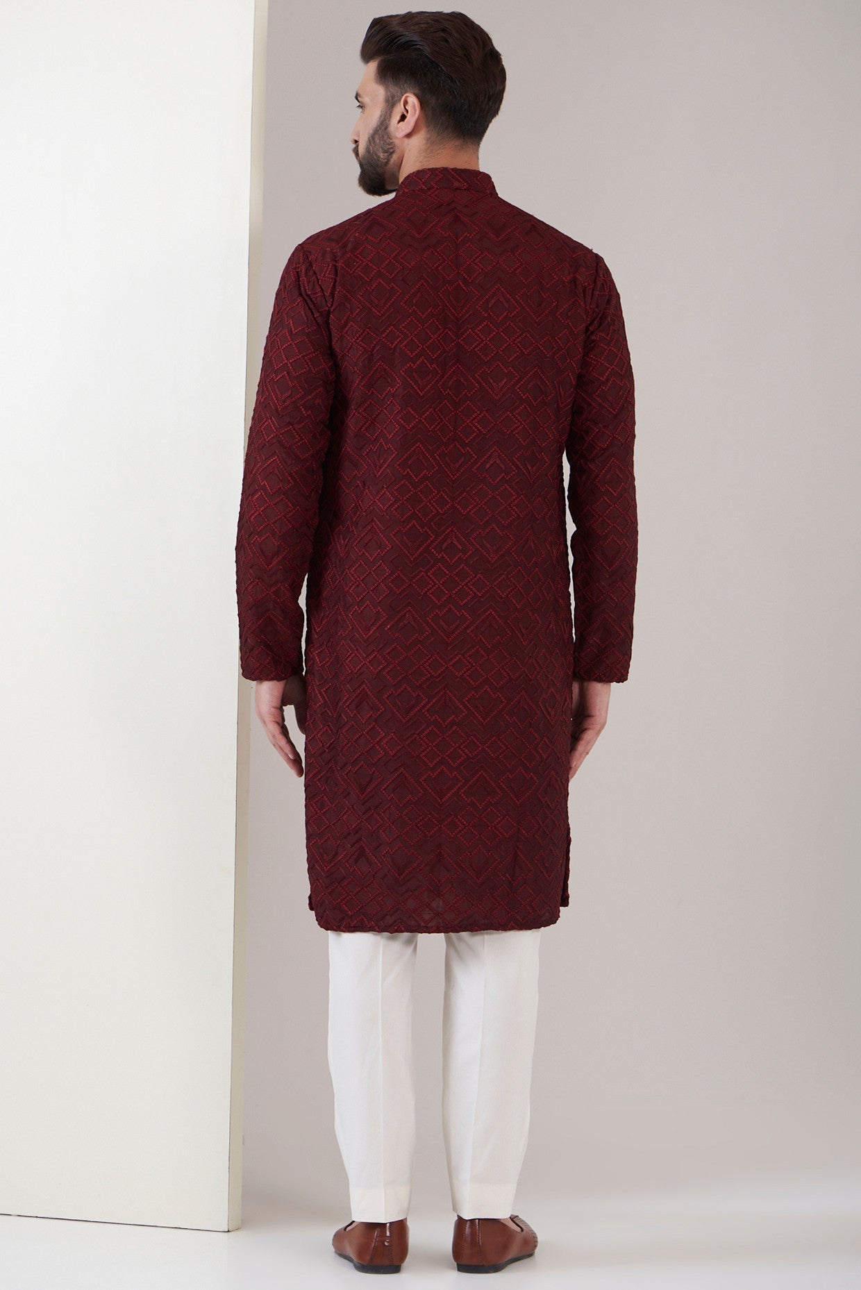 Elegant Maroon Chikankari Kurta for Women | Hand-Embroidered Cotton Tunic | Boho Ethnic Wear for Parties, Weddings & Festive Occasions