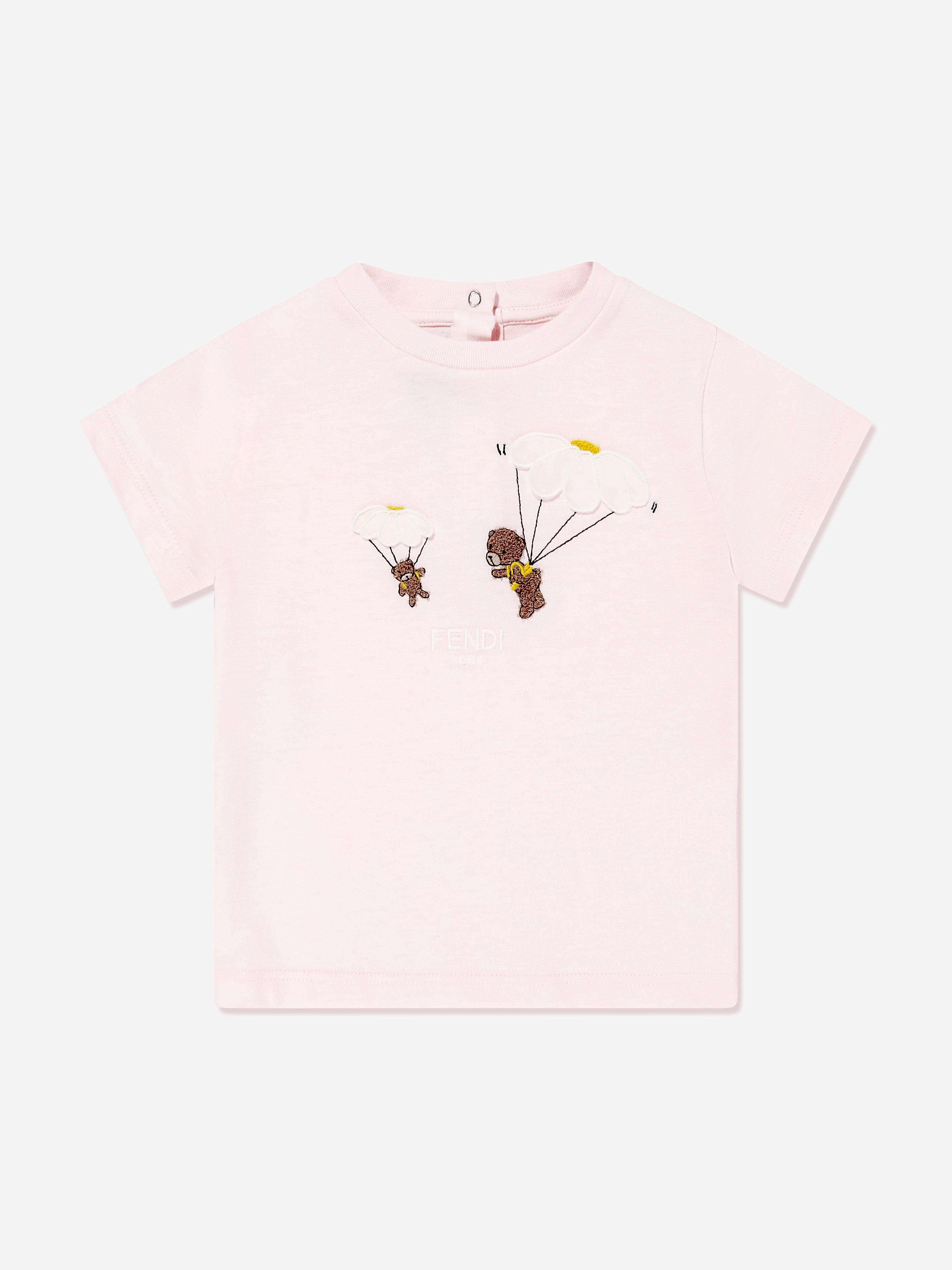 Adorable Pink Bear Print Baby Girls T-Shirt - Soft & Comfortable Cotton Tee for Playdates & Family Outings