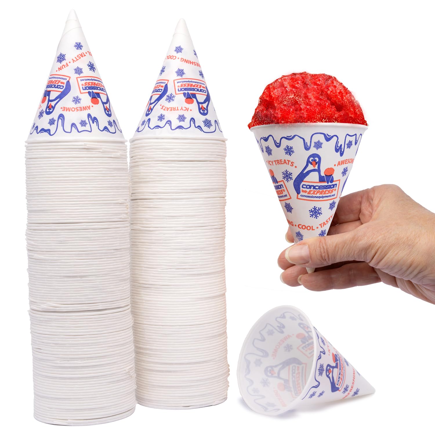 200 Pack 6oz Disposable Snow Cone Cups with 200 Spoon Straws - Perfect for Summer Parties, Concessions, and Frozen Treats