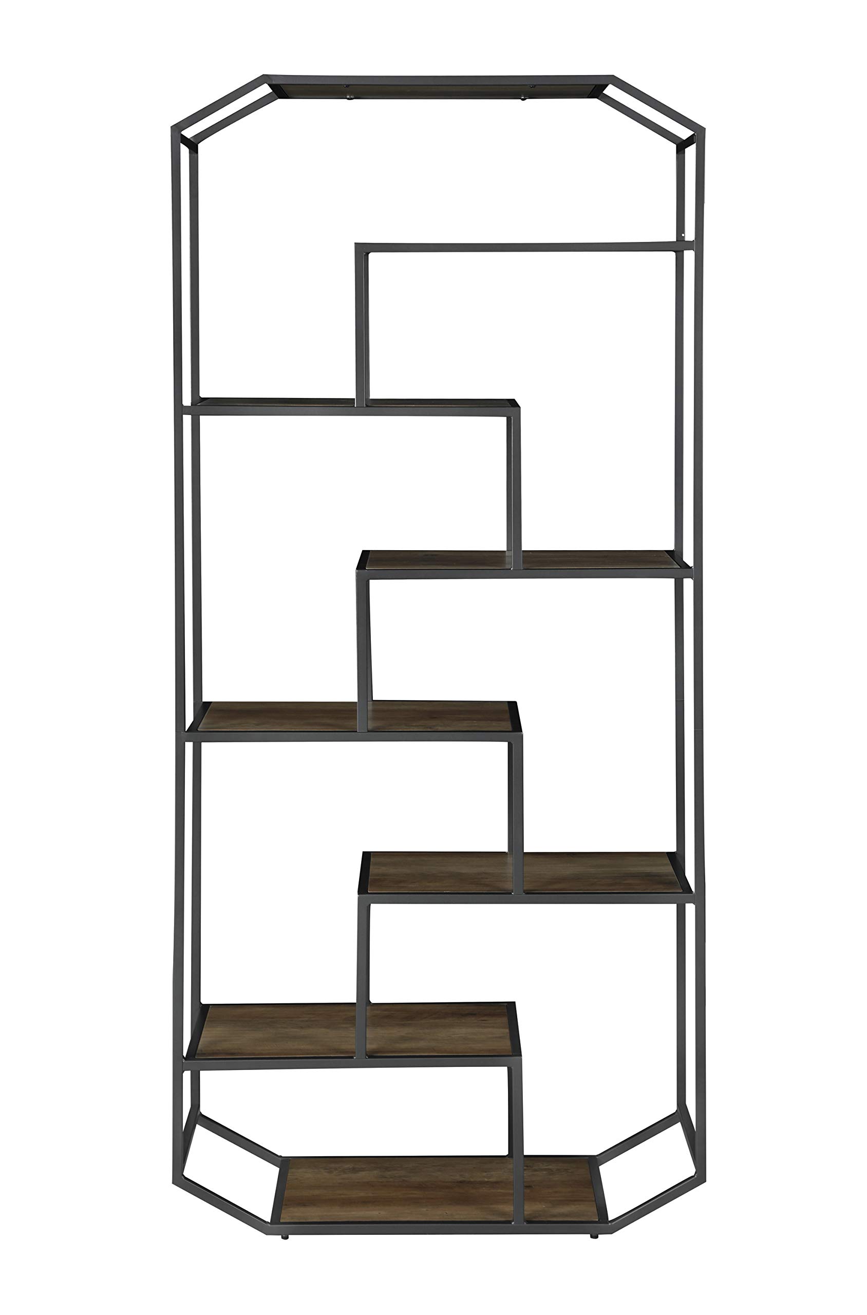 Rustic Brown and Dark Grey Coaster Furniture Bookcase 805662 - Perfect for Living Room, Home Office, and Library Storage