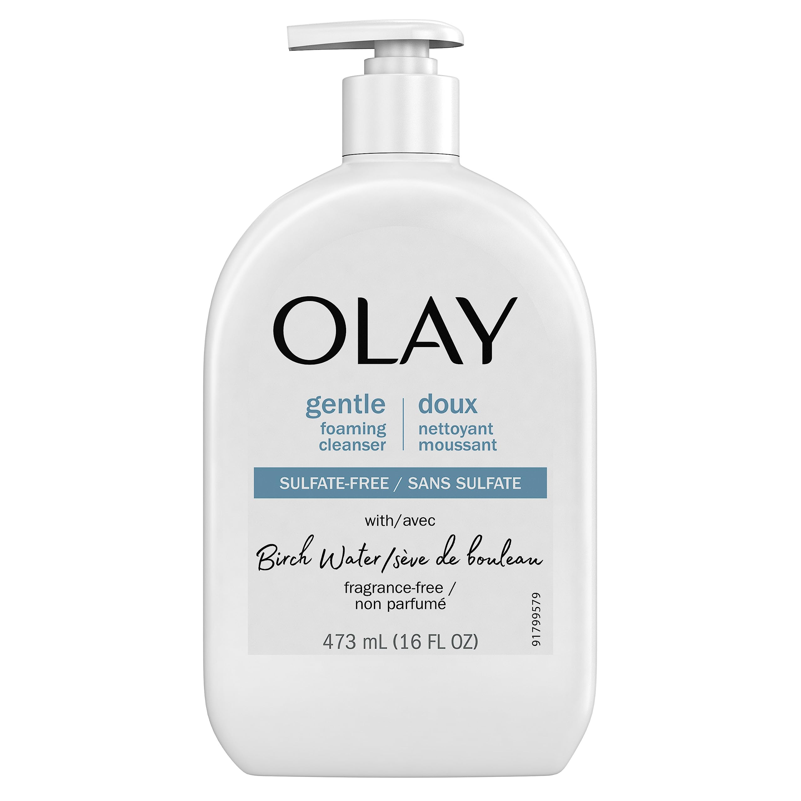 Olay Gentle Foaming Face Wash with Birch Water - Fragrance-Free 16oz | Hydrating & Soothing Cleanser for Sensitive Skin | Perfect for Daily Skincare Routine & Travel