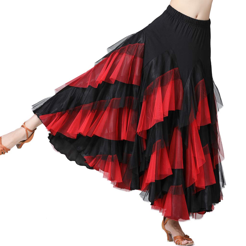 Women's Latin Dance Flare Swing Skirt for Tango, Salsa, Ballroom - Stretchy Comfort & Elegant Flare - Perfect for Dance Performances, Practice & Social Events