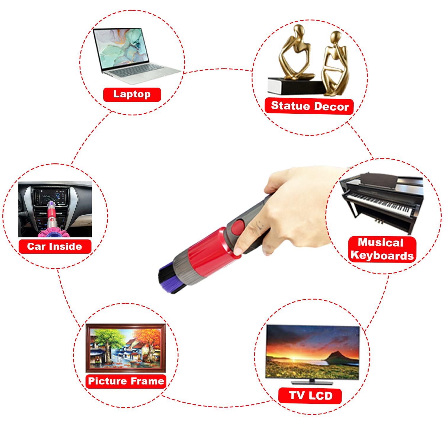 Premium Dyson Vacuum Brush Attachments for Car Detailing, Figurines & Furniture - Traceless Dust Brush & Horsehair Dusting Brush for V7 V8 V10 V11 V15 - Perfect for Auto Interiors, Collectibles & Home Decor Cleaning
