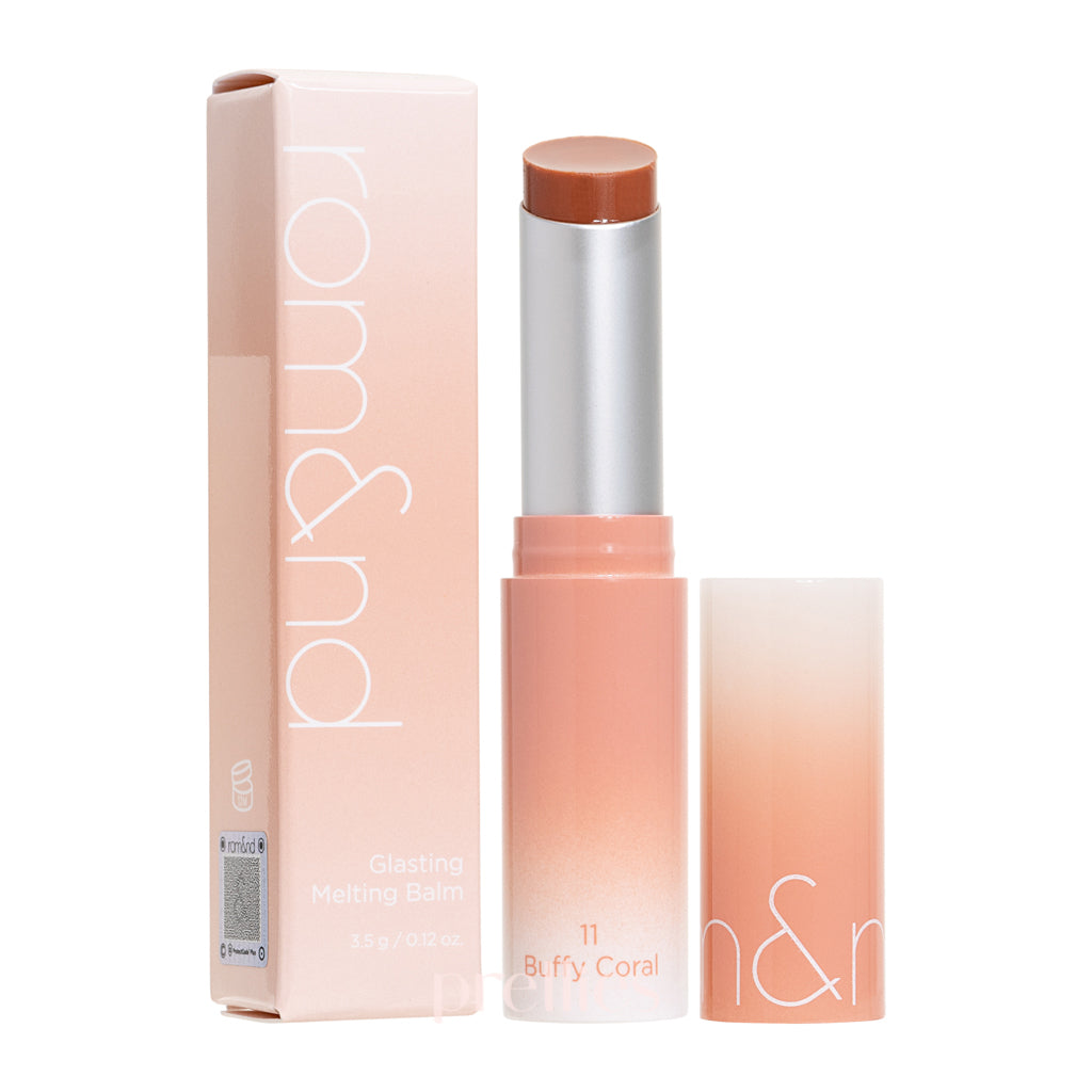 rom&nd Glasting Melting Balm - 11 Buffy Coral (3.5g) | Hydrating Tinted Lip Balm for Dry Lips | Perfect for Everyday Wear & Makeup Looks