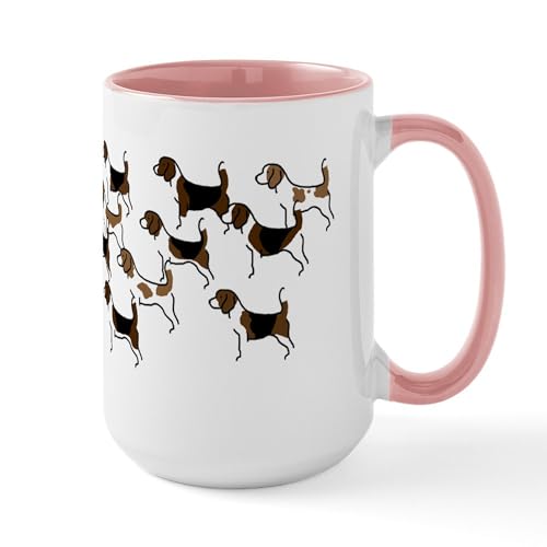 White/Pink Inside - Group O' Beagles Large Mug