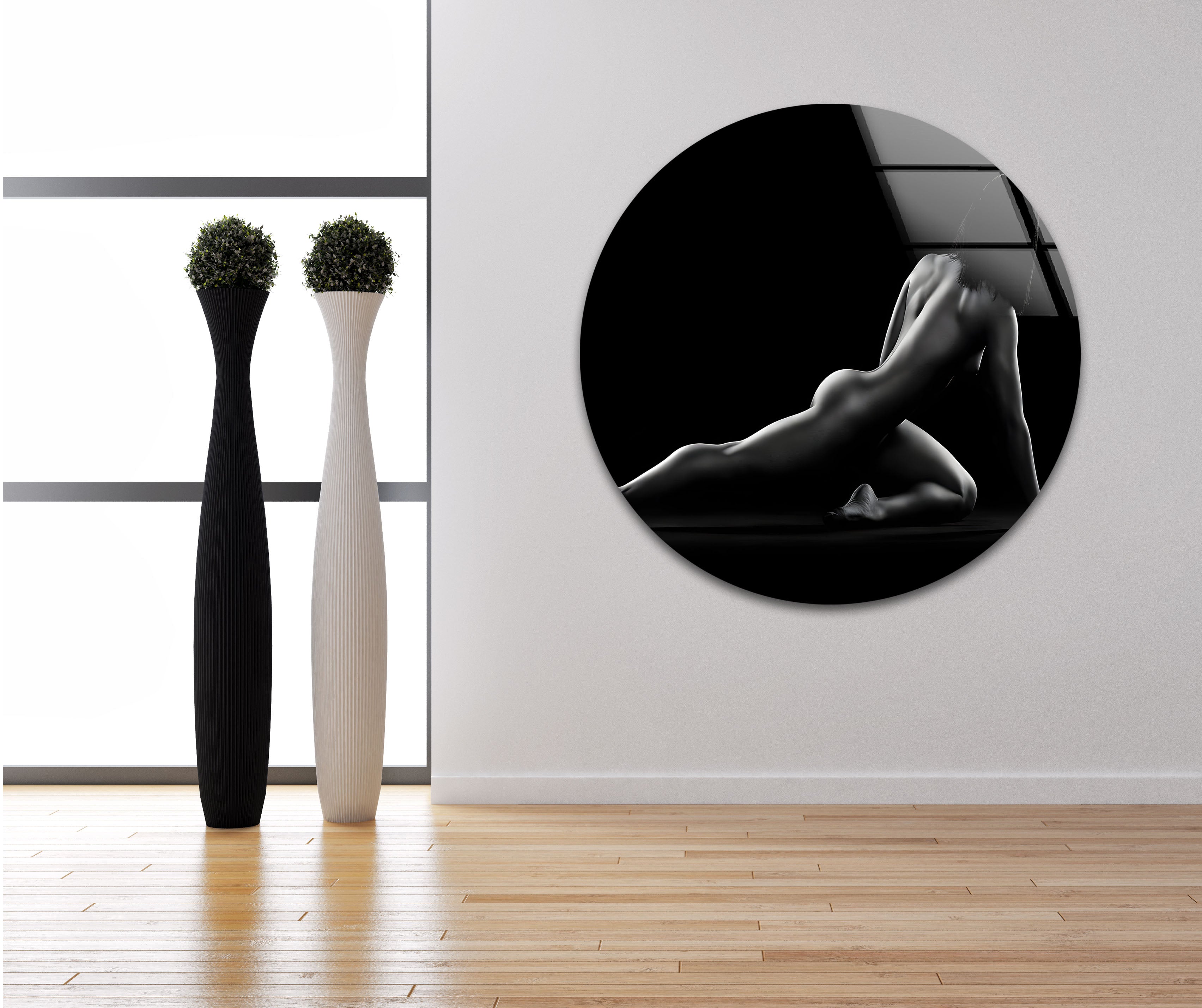 Elegant Black and White Woman Portrait Glass Wall Art - Modern Home Decor for Living Room, Bedroom, or Office