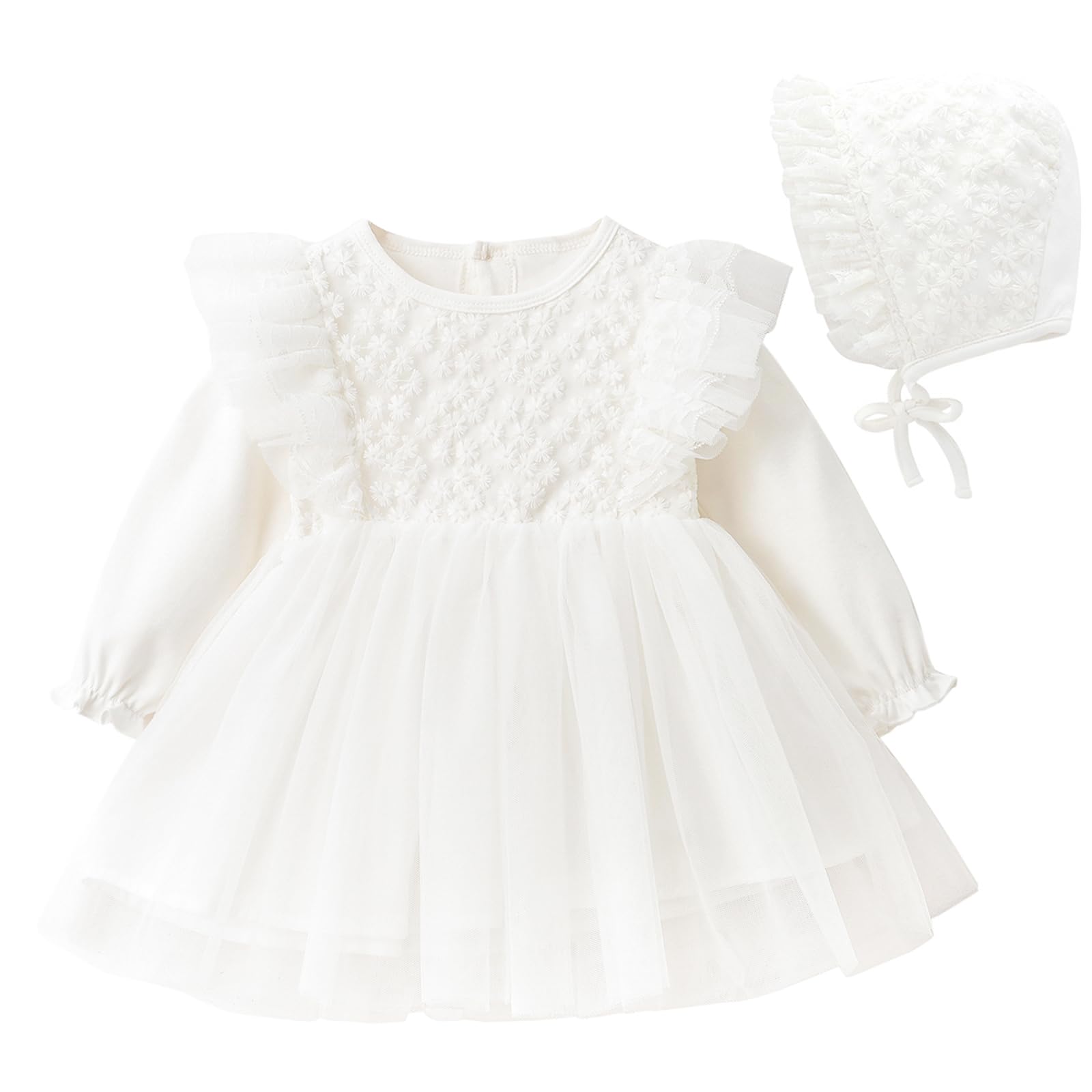 Curipeer Baby Girl Christening Dress - Classic Infant Baptism & Wedding Tulle Gown for Spring & Summer | Perfect for Church Ceremonies, Photo Shoots & Special Occasions