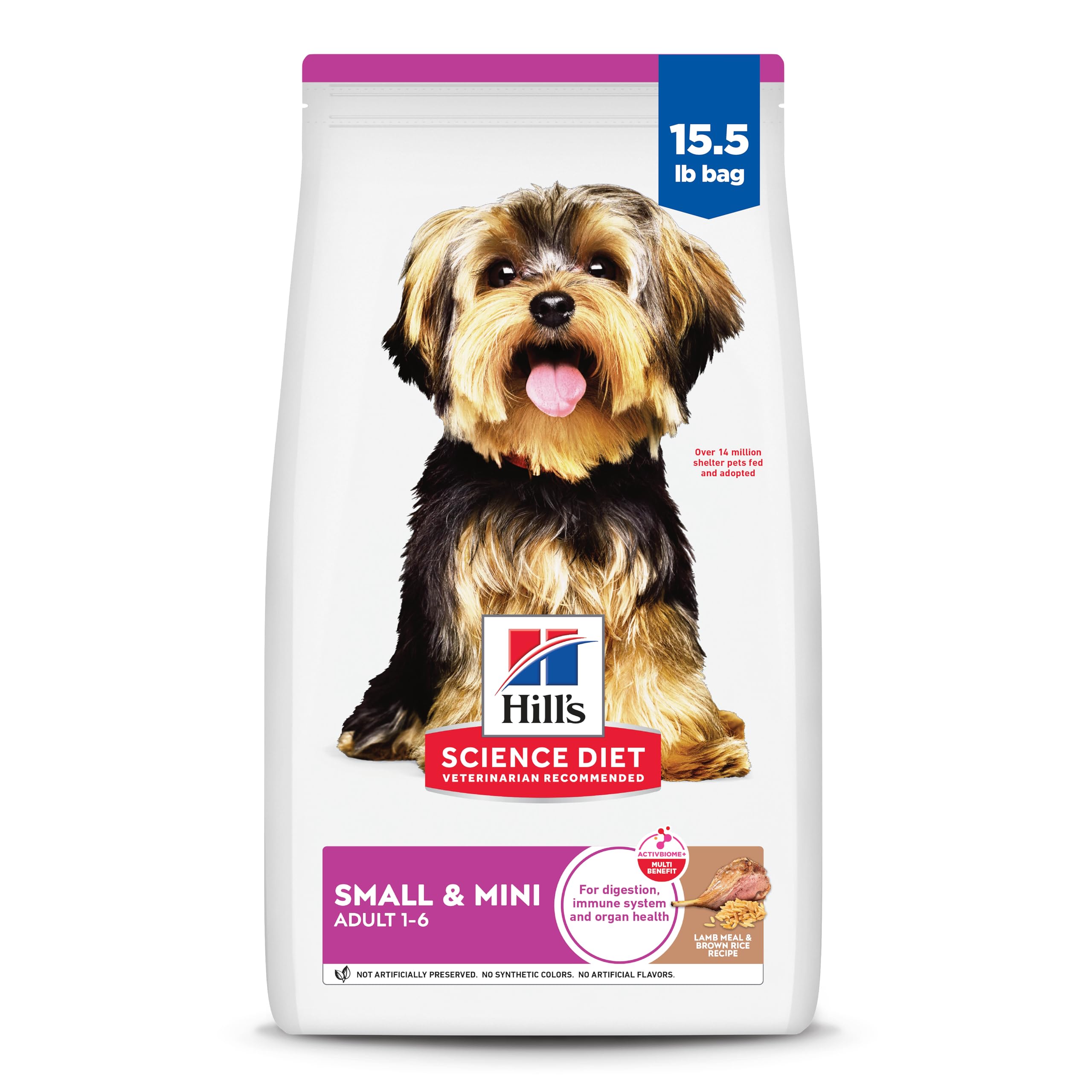 Hill's Science Diet Small & Mini Adult Dry Dog Food for Breeds 1-6 Years - Premium Nutrition with Lamb & Brown Rice - 15.5 lb Bag - Perfect for Small & Mini Breed Dogs at Home or Travel