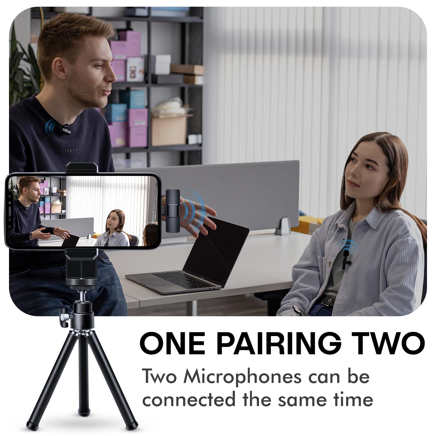 **2 Pack Wireless Lavalier Microphone for iPhone - Studio Quality Bluetooth Mic for Vlogging, Podcasting, YouTube, Live Streaming & Interviews | Perfect for Content Creators & Professionals**